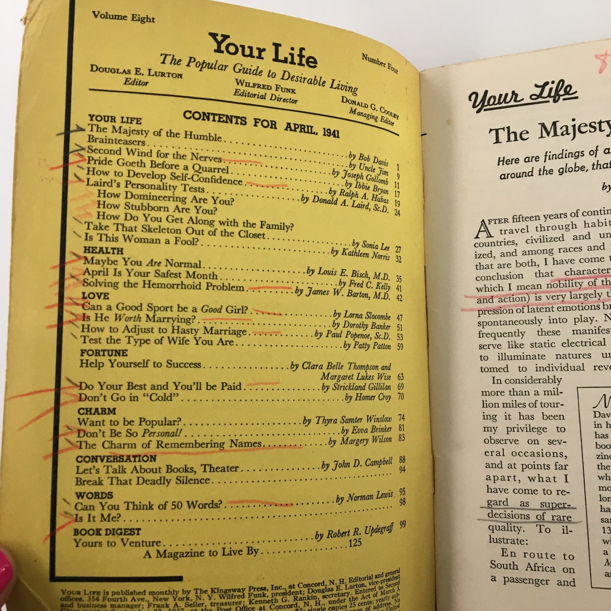 VTG Your Life Magazine April 1941 How To Develeop Self-Confidence No Label