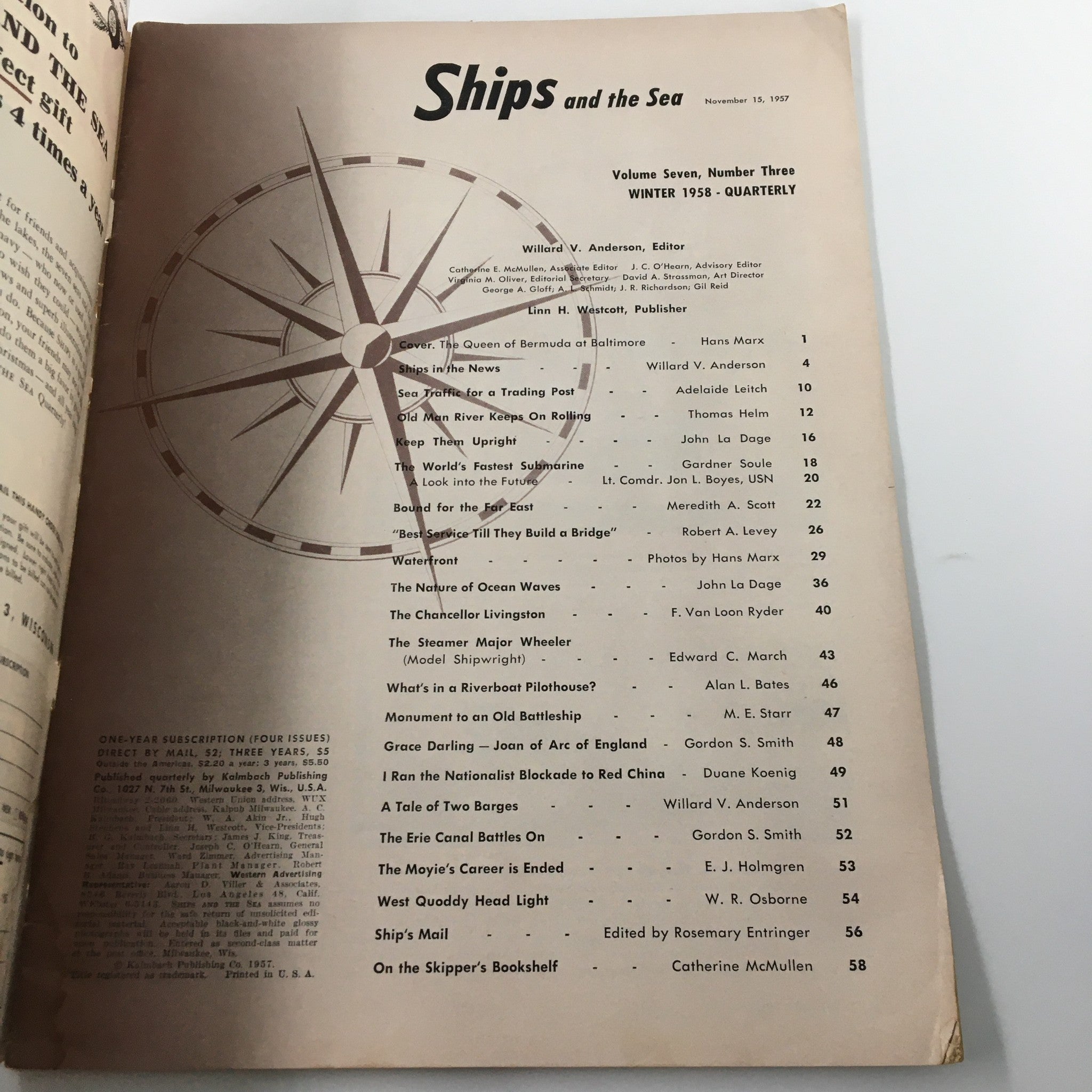 VTG Ships and the Sea Magazine Winter 1958 The Queen of Bermuda No Label