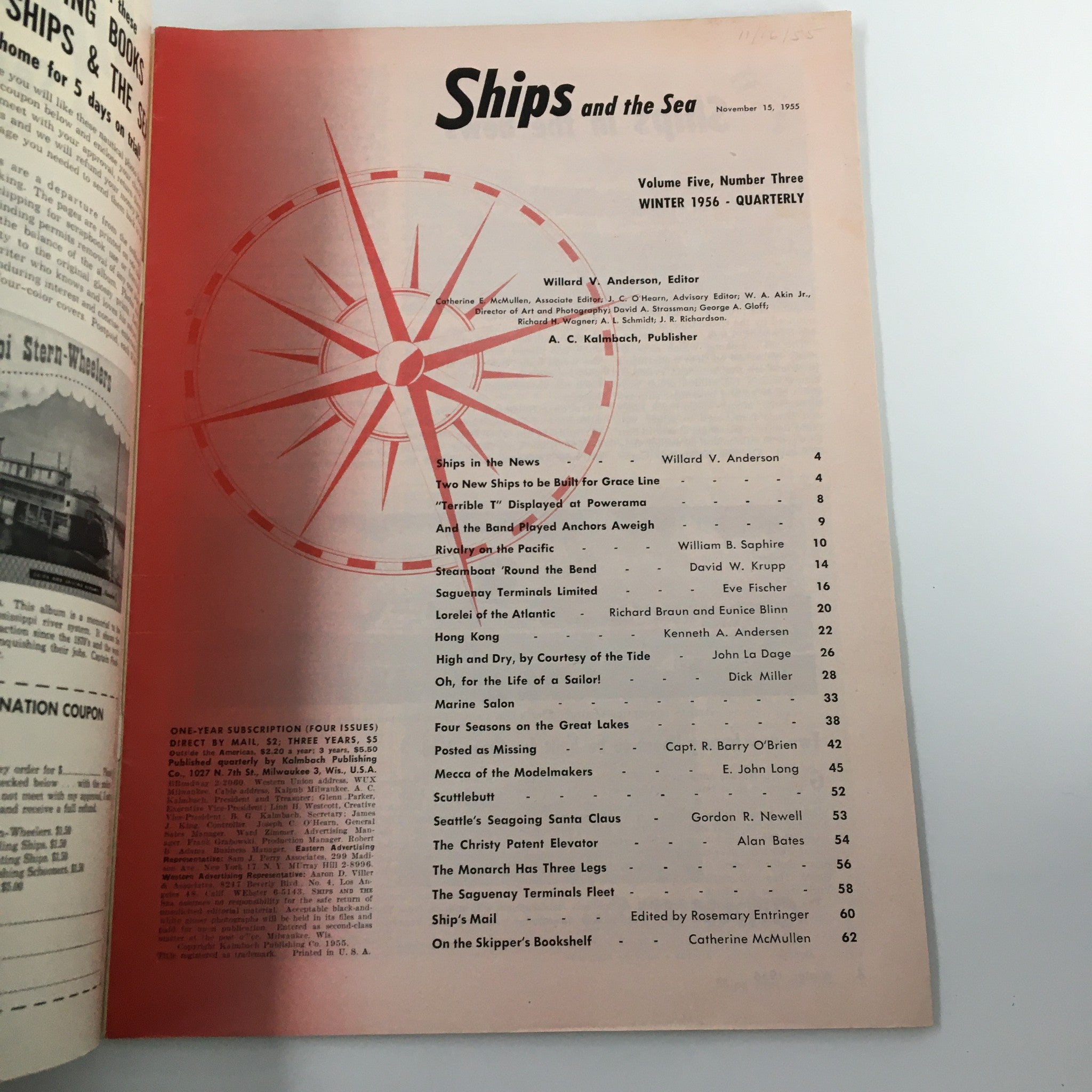 VTG Ships and the Sea Magazine Winter 1956 Rivalry on the Pacific No Label