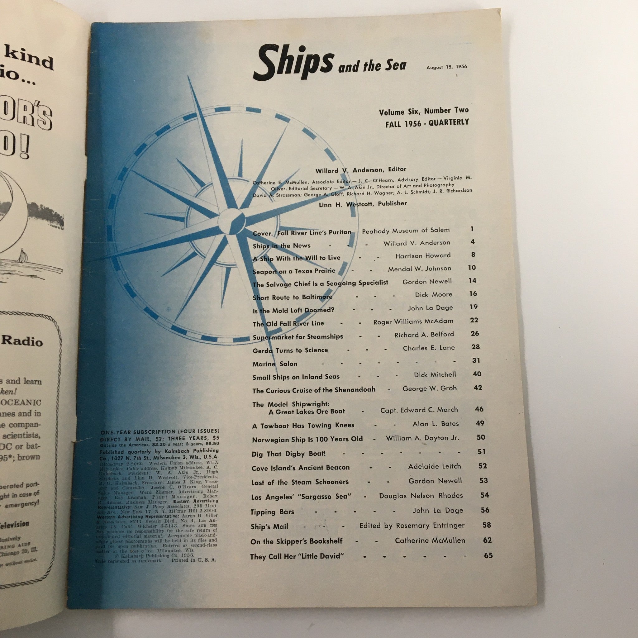 VTG Ships and the Sea Magazine Fall 1956 The Old Fall River Line No Label