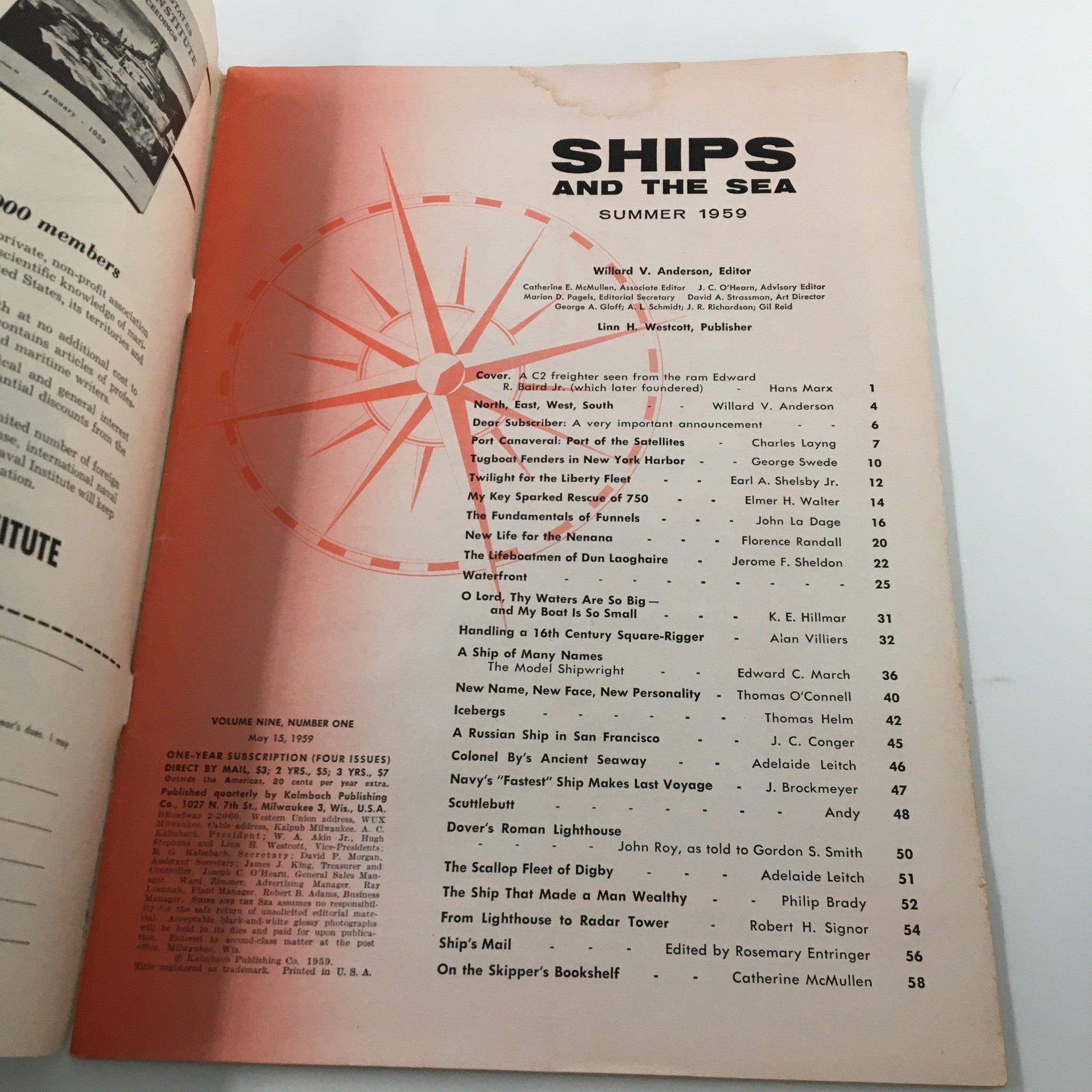 VTG Ships and the Sea Magazine Summer 1959 C2 Freighter at Ram Edward No Label