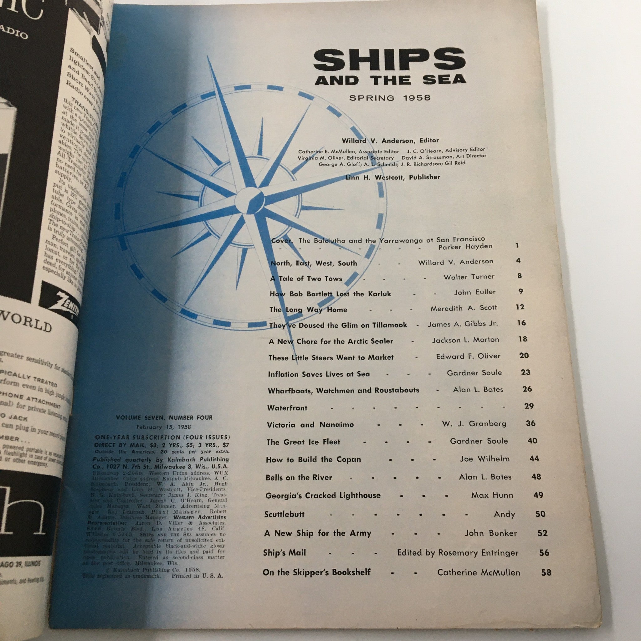 VTG Ships and the Sea Magazine Spring 1958 Balclutha and Yarrawonga No Label