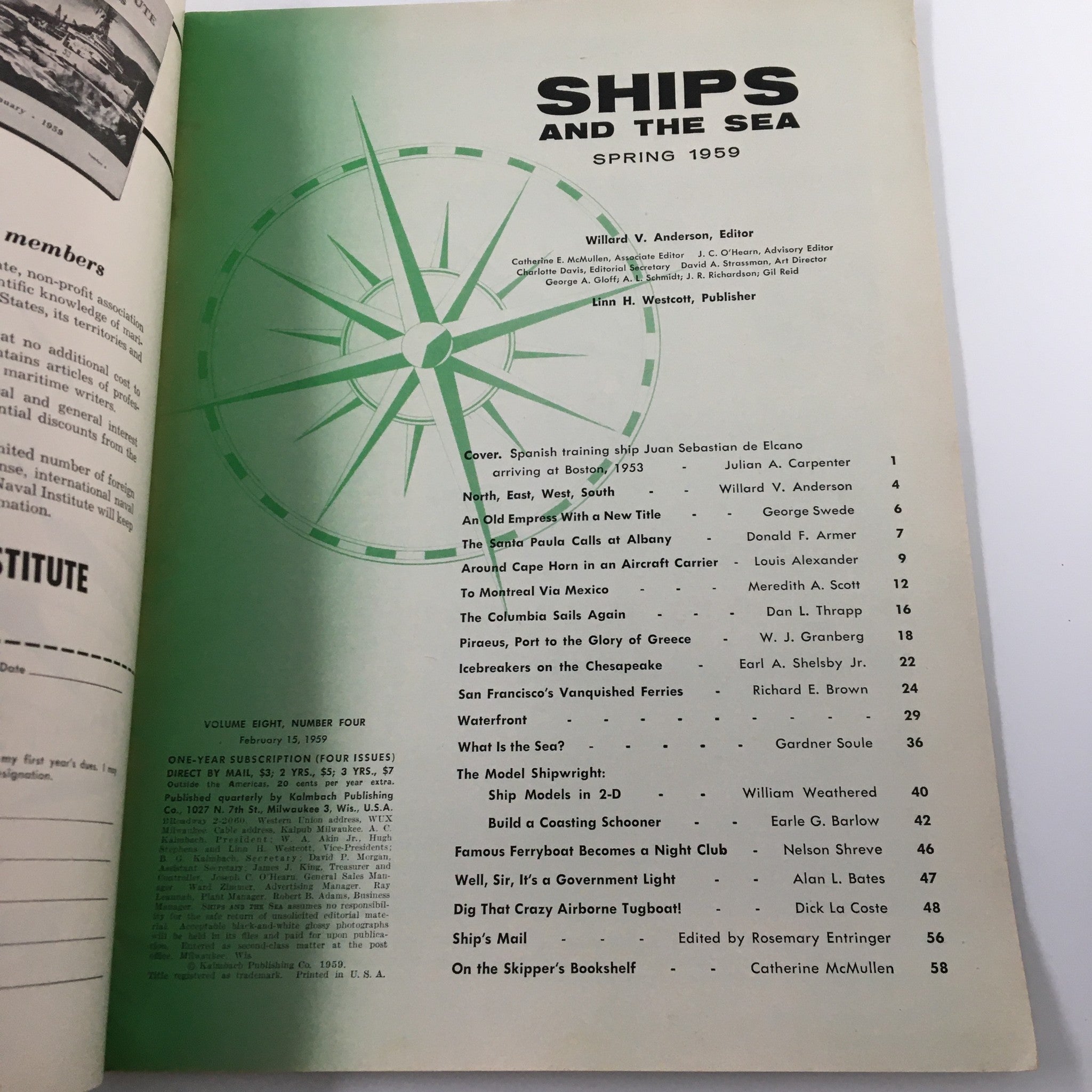 VTG Ships and the Sea Magazine Spring 1959 Juan Sebastian de Elcano No Label