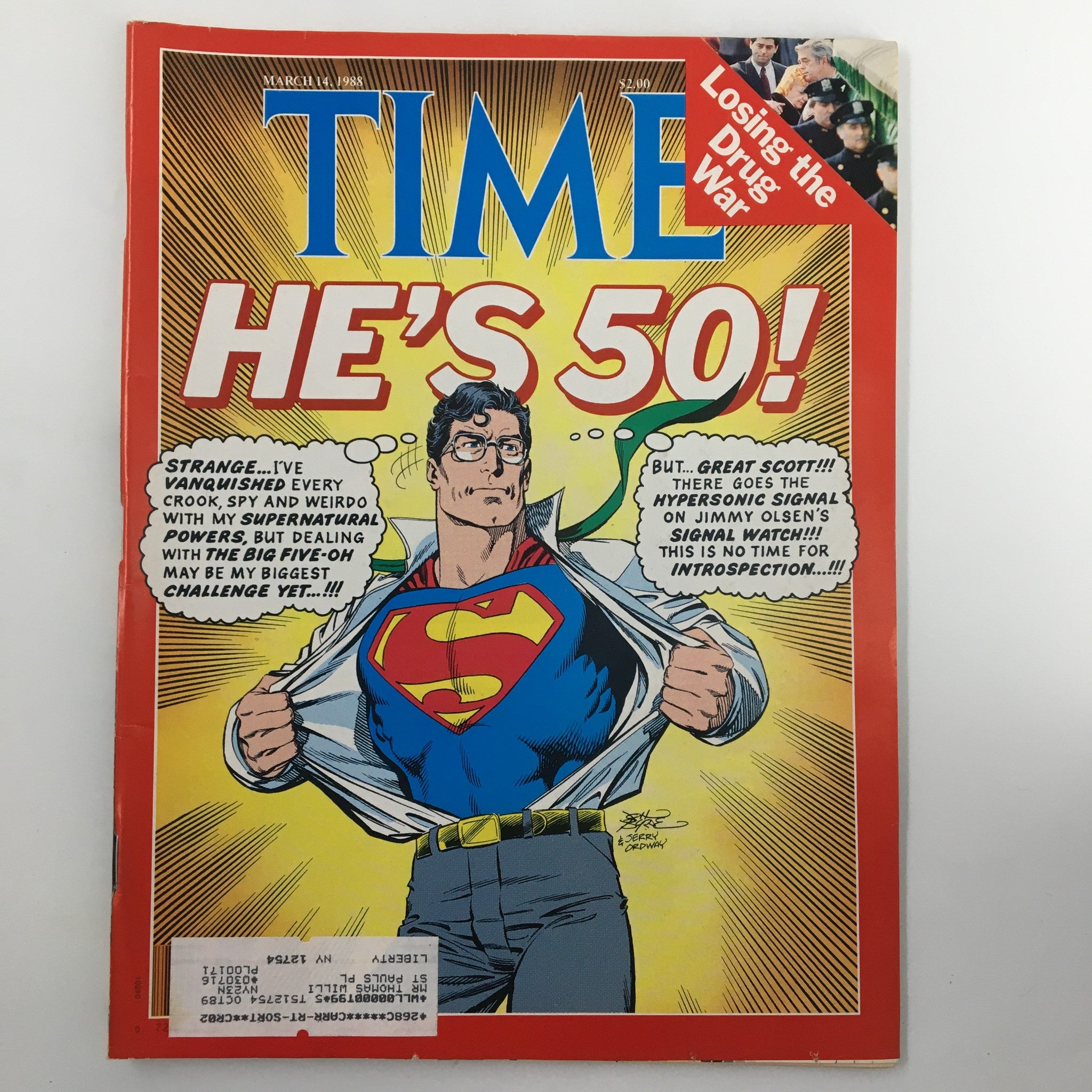 VTG Time Magazine March 14 1988 Superman and Losing the Drug War