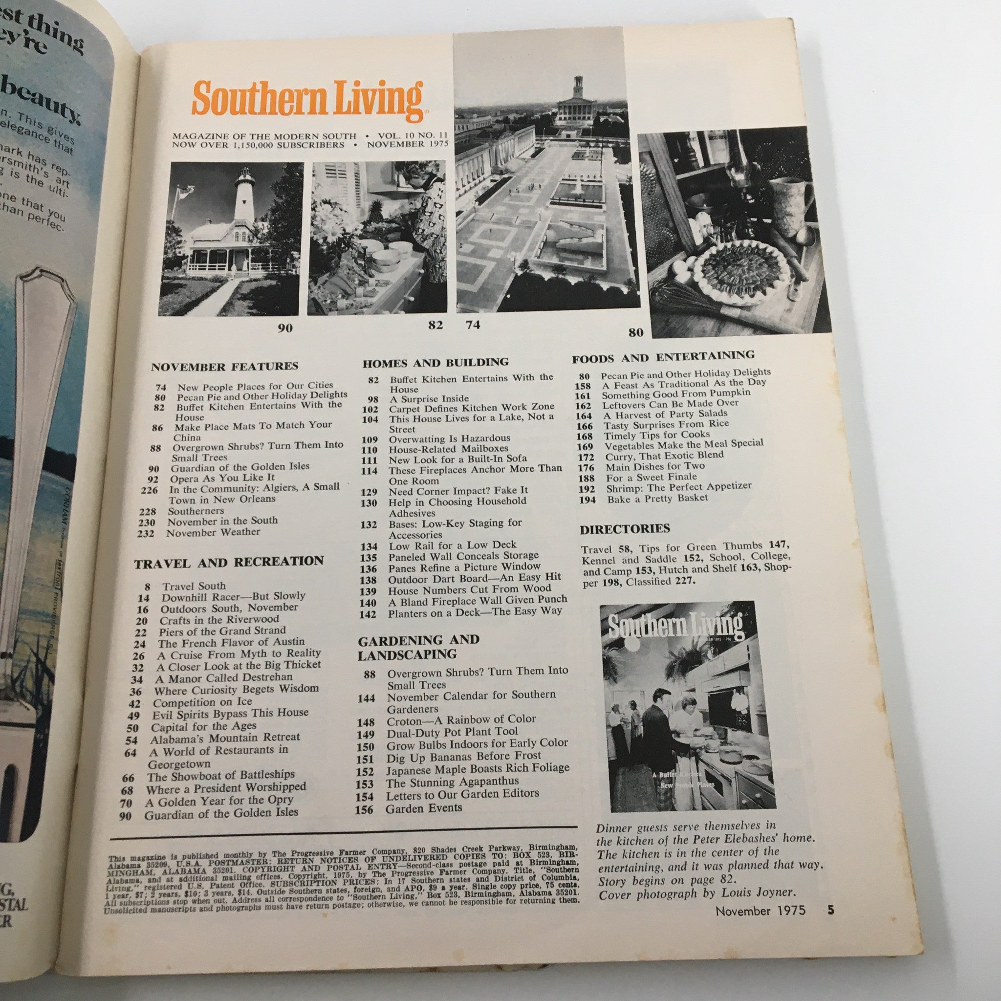 VTG Southern Living Magazine November 1975 A Buffet Kitchen New People Places