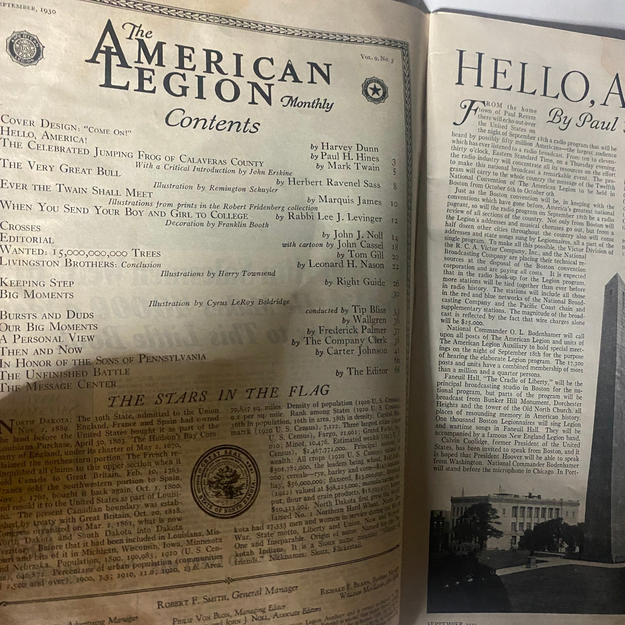 VTG The American Legion Magazine September 1930 Come On! GD Interior