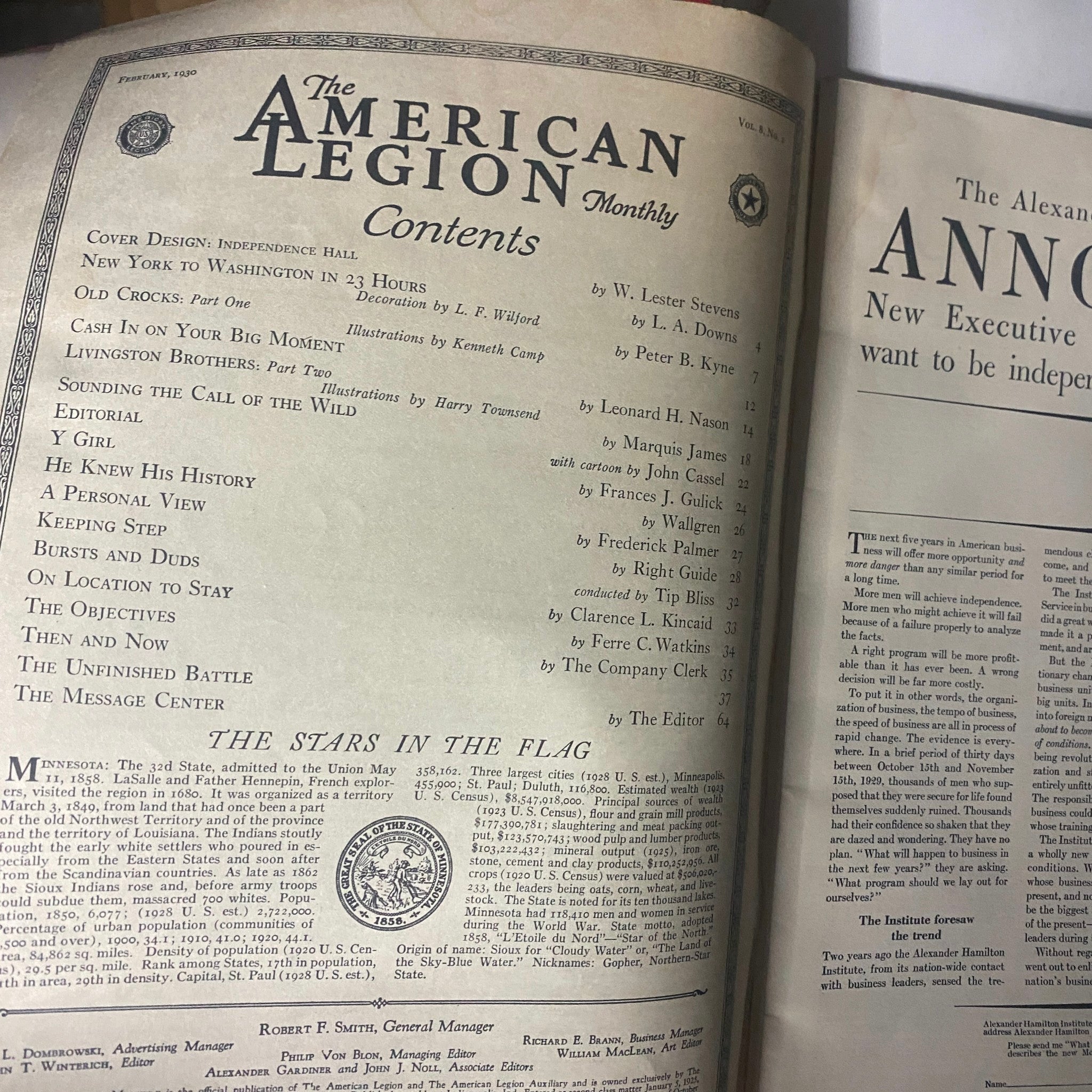 VTG The American Legion Magazine February 1930 Independence Hall No Label