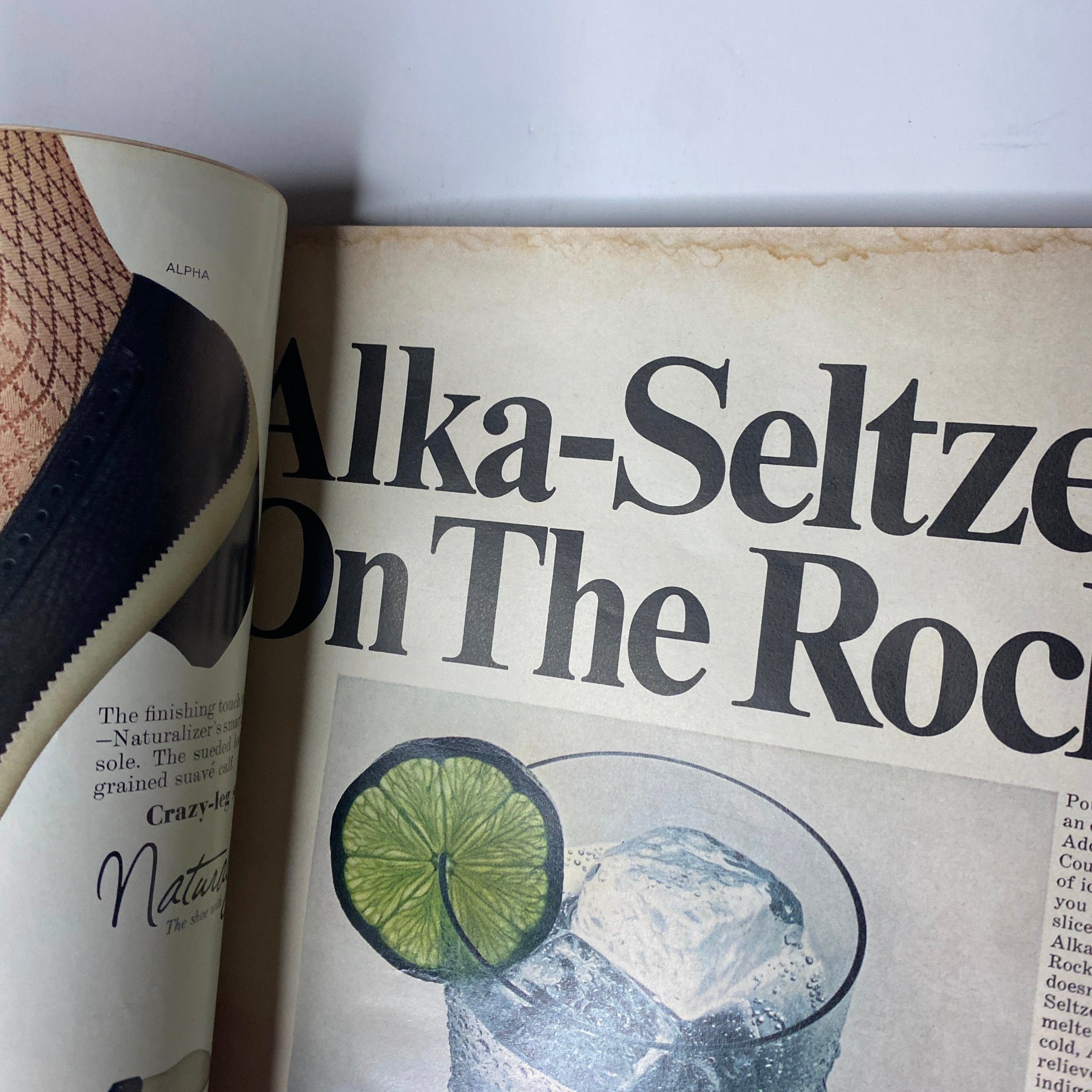 Page from Vogue Magazine August 15, 1965 featuring Alka-Seltzer advertisement, presenting a vintage promotional style with a refreshing drink concept.