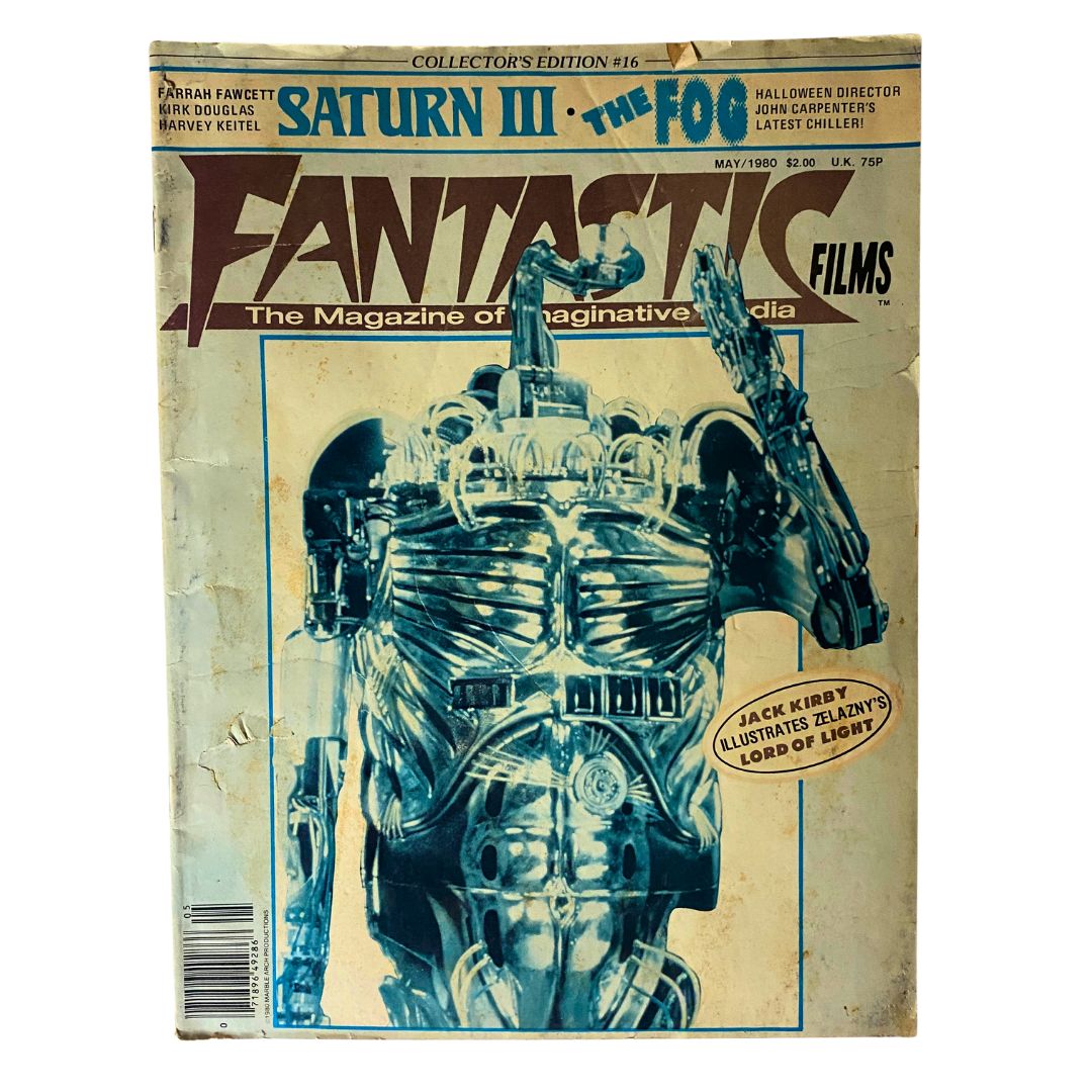 Cover of VTG Fantastics Films Magazine May 1980 Vol 3 No. 1 featuring Jack Kirby and a shiny robotic figure, showcasing the theme of imaginative cinema.