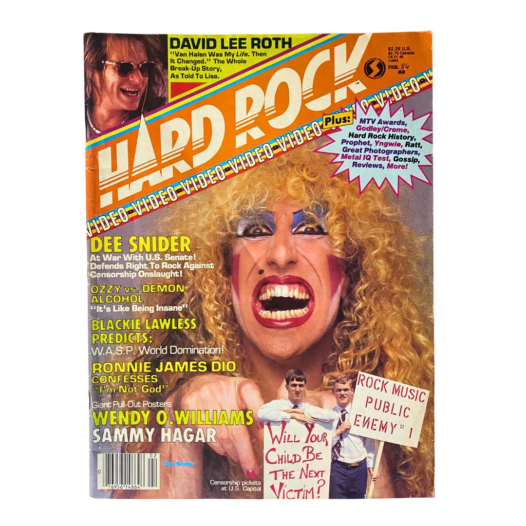 VTG Hard Rock Video Magazine February 1986 featuring Twisted Sister on the cover, showcasing iconic 80s rock culture with vibrant colors and bold headlines.