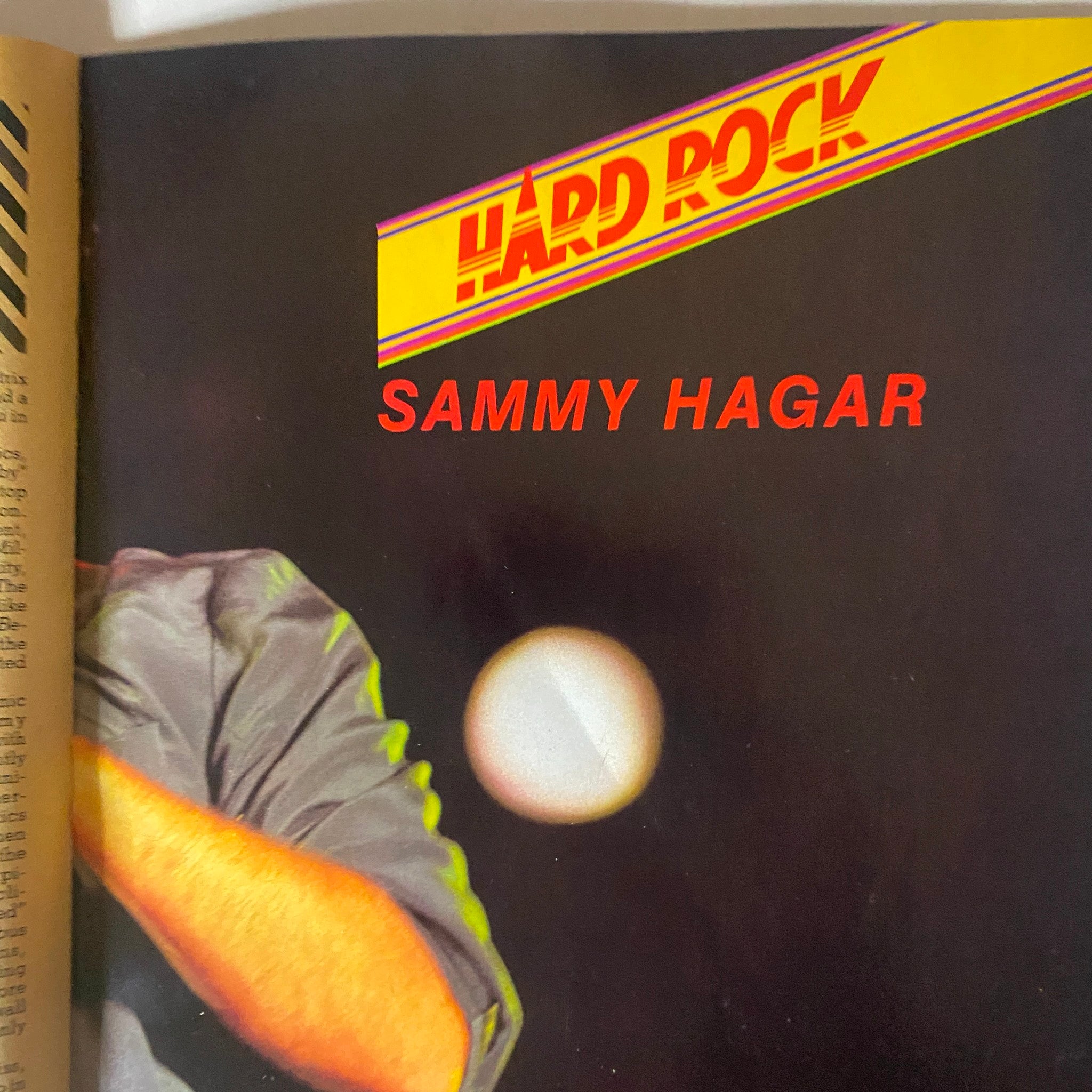 Title page from the VTG Hard Rock Video Magazine February 1986 featuring Sammy Hagar, showcasing the iconic design and branding associated with 80s hard rock magazines.