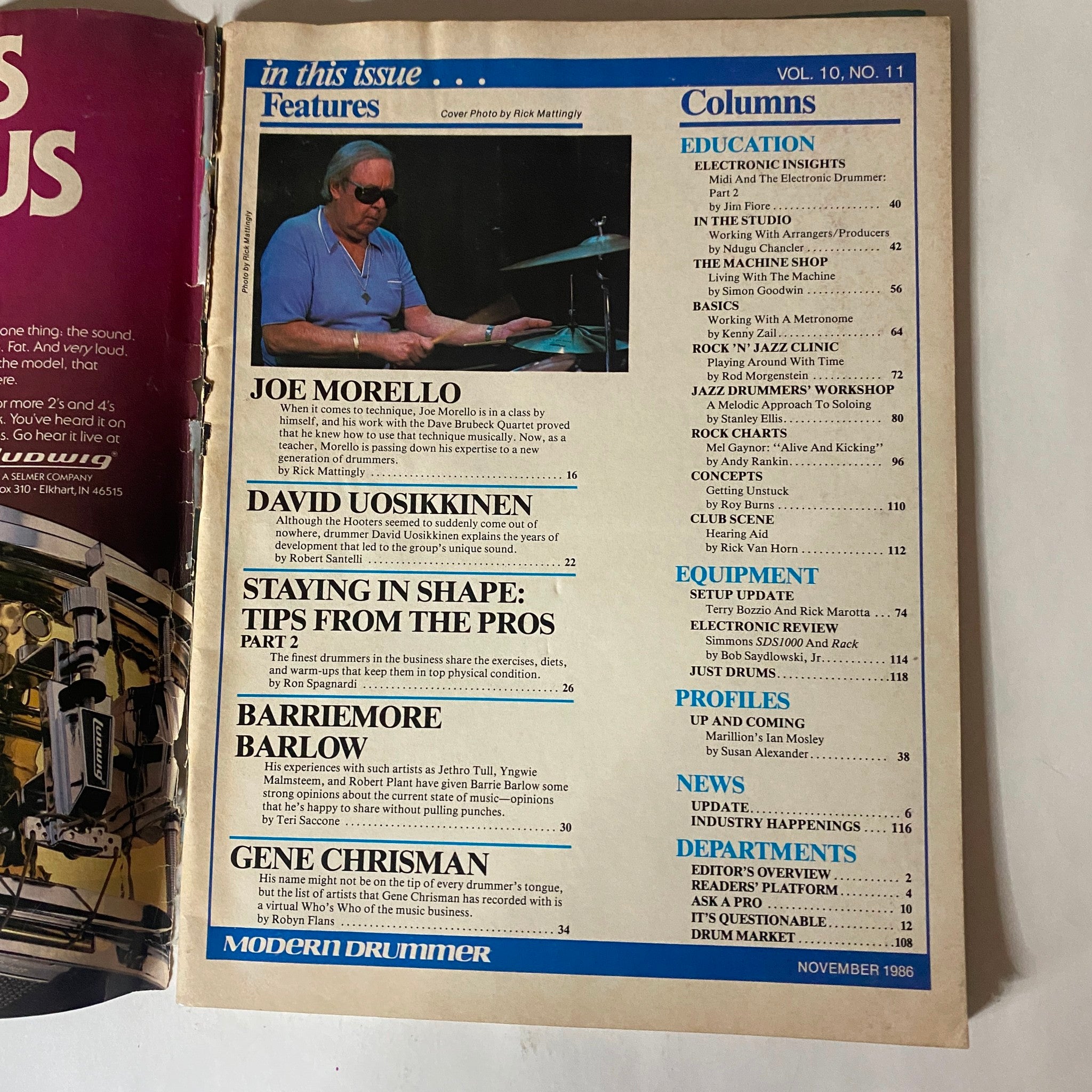 VTG Modern Drummer Magazine November 1986 David Uosikkinen No Label