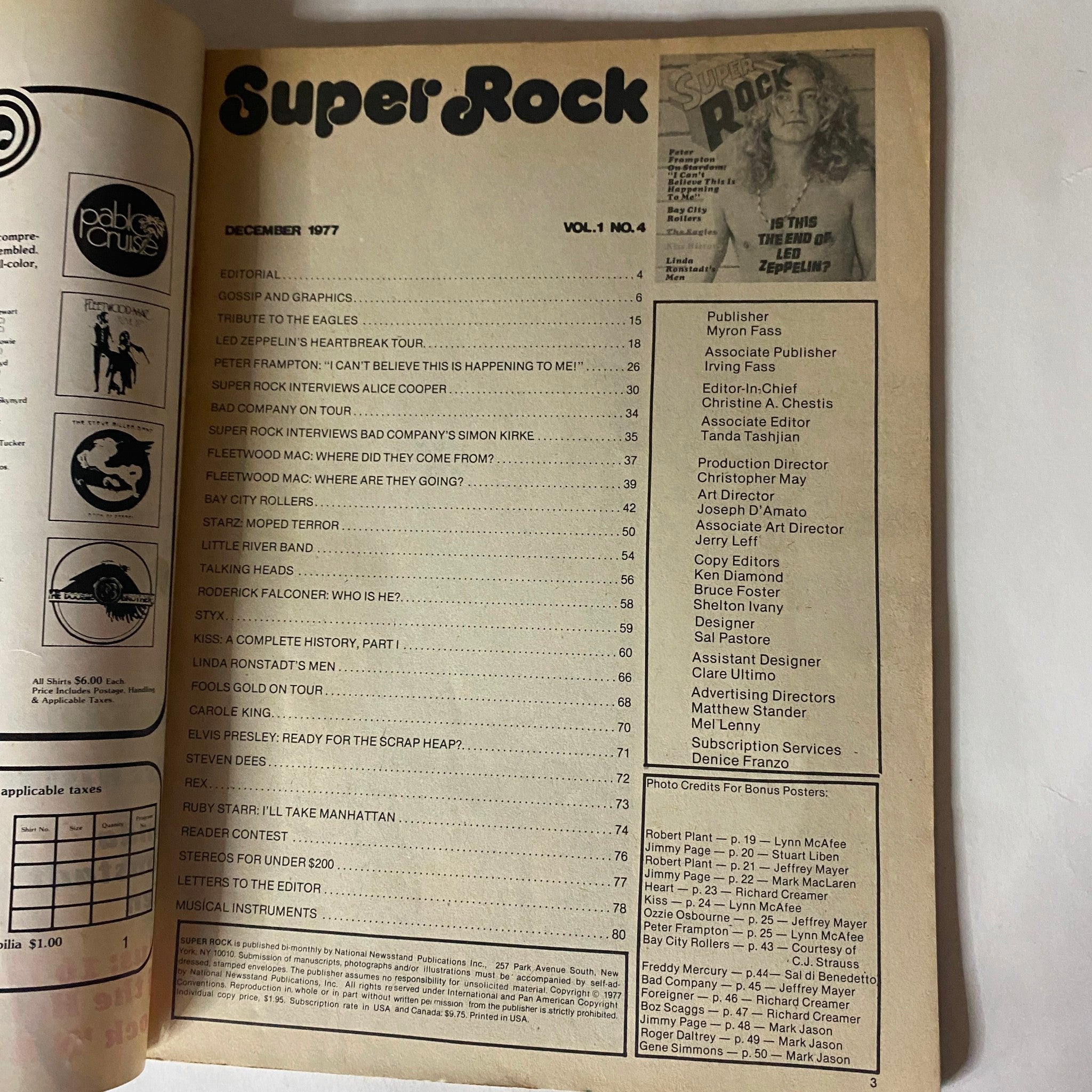 VTG Super Rock Magazine December 1977 Led Zeppelin GD Interior No Label