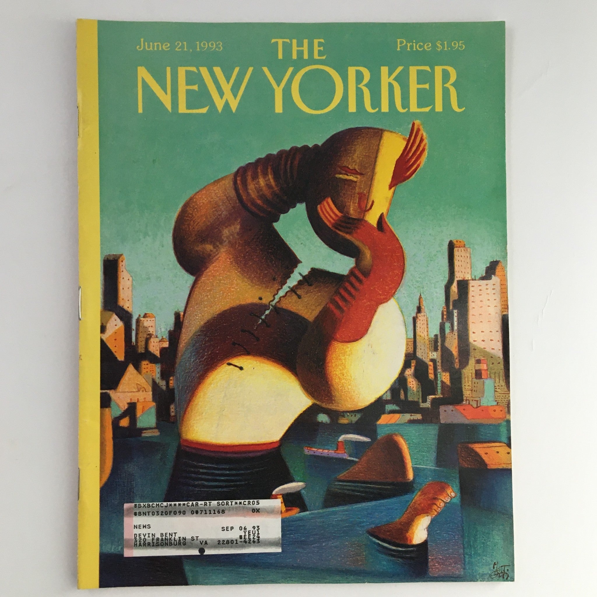 The New Yorker Magazine June 21 1993 Mannahatta Rising by Lorenzo Mattotti