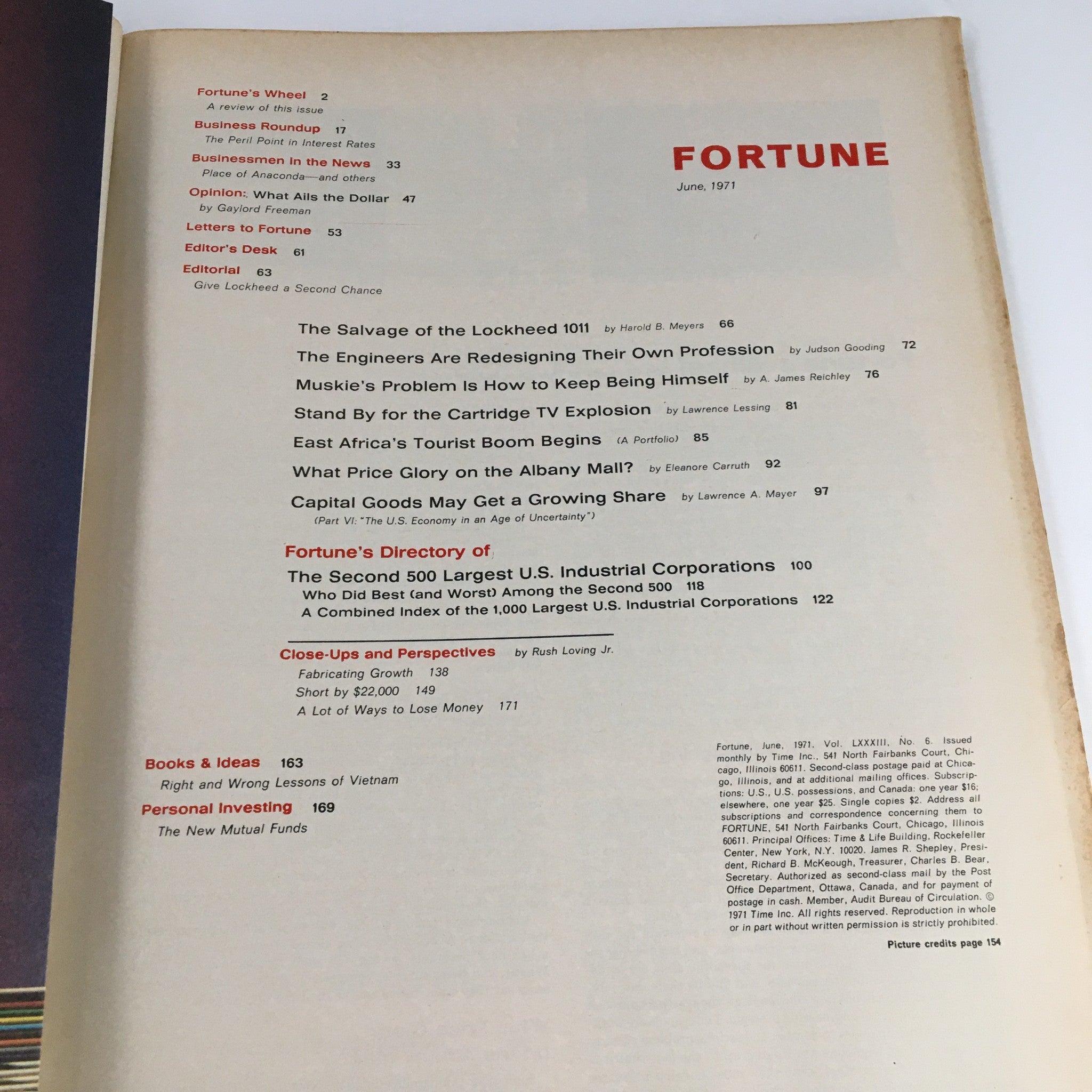 Fortune Magazine June 1971 The Prospect for Capital Goods, No Label