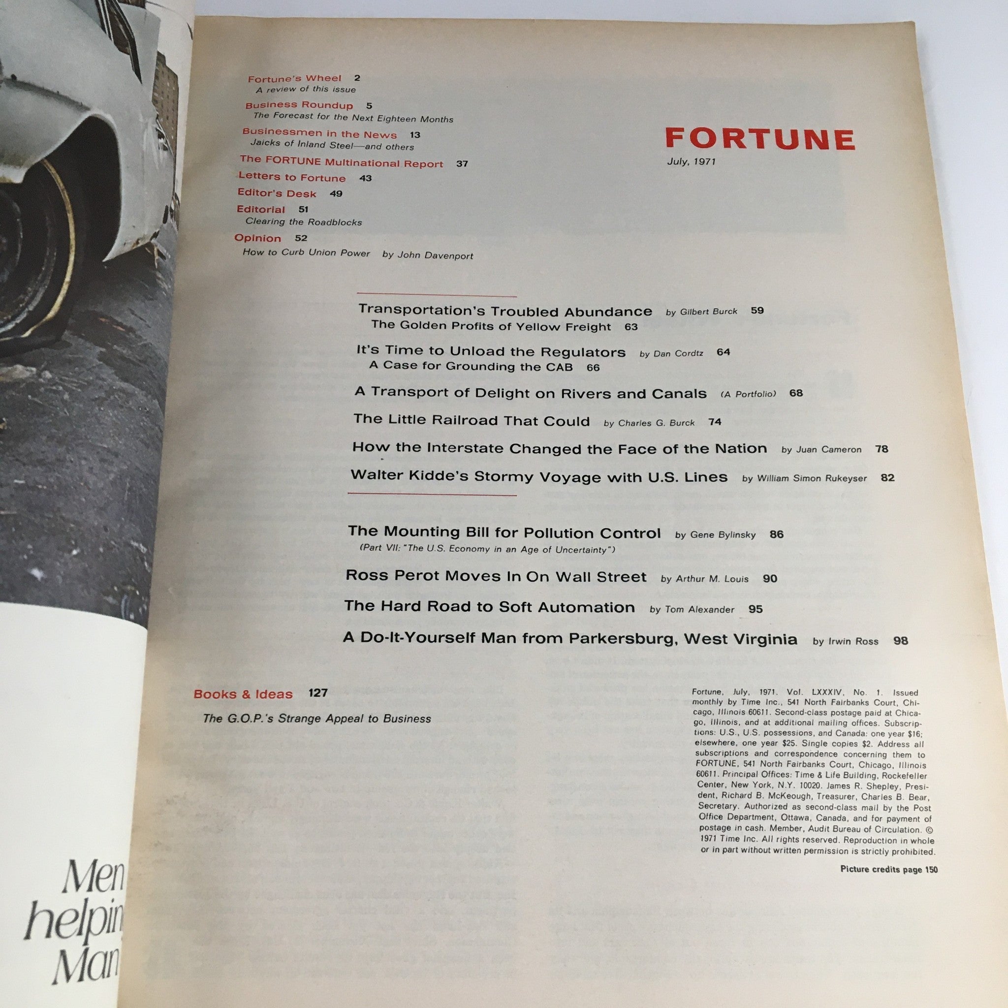 Fortune Magazine July 1971 Transportation's Troubled Abundance No Label