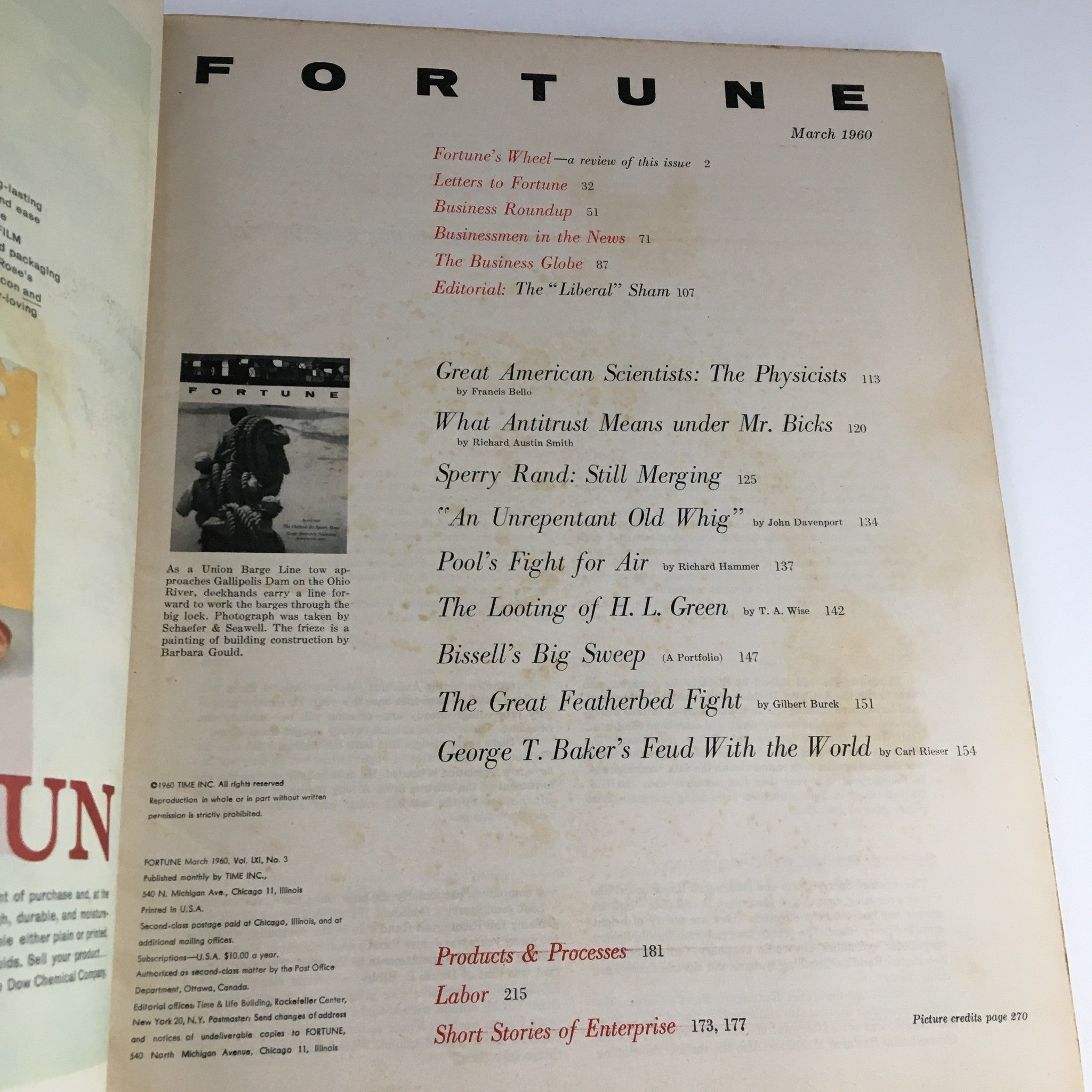 Fortune Magazine March 1960 George T. Baker's Feud with the World No Label