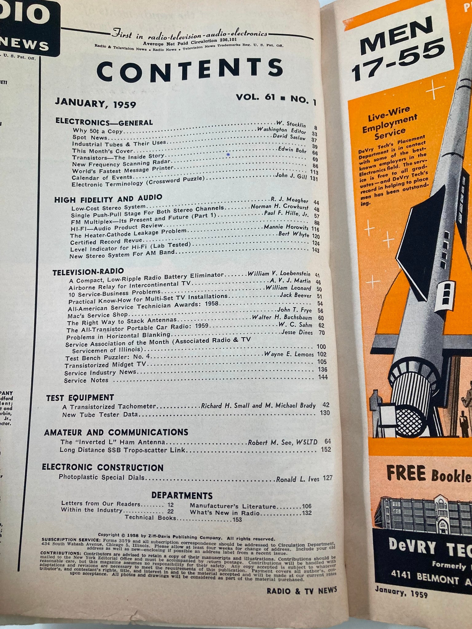 VTG Radio & TV News Magazine January 1959 Industrial Tubes and Their Uses