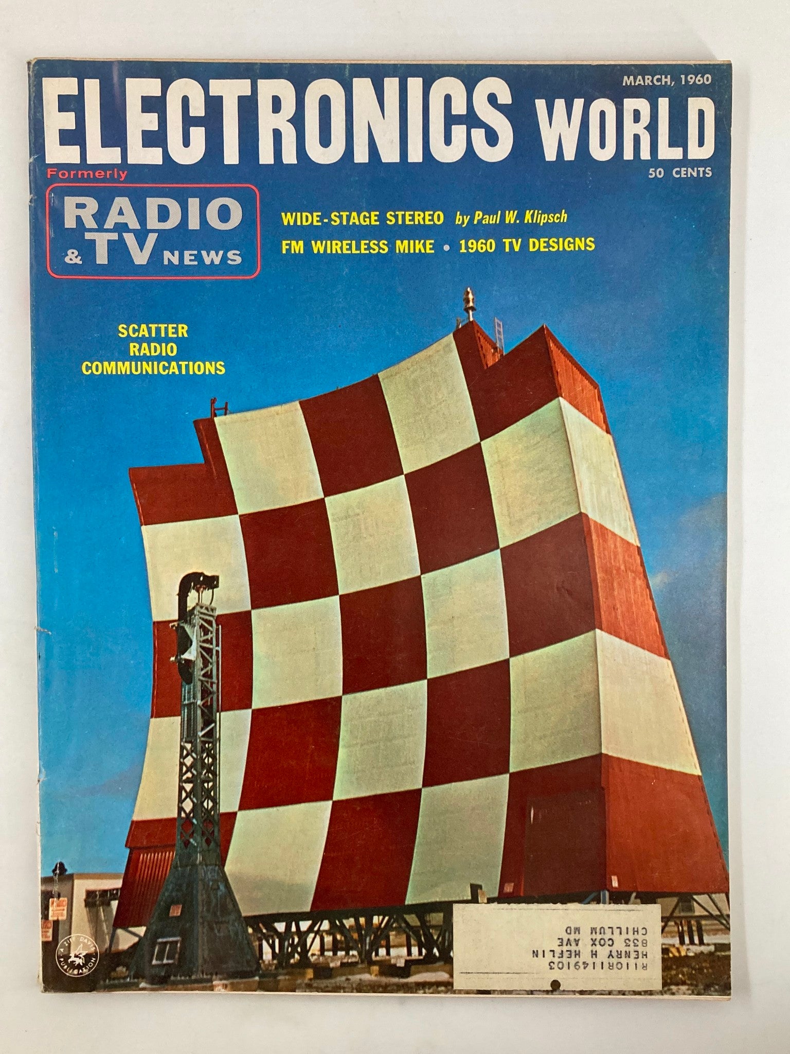 VTG Electronics World Magazine March 1960 Scatter Radio Communications