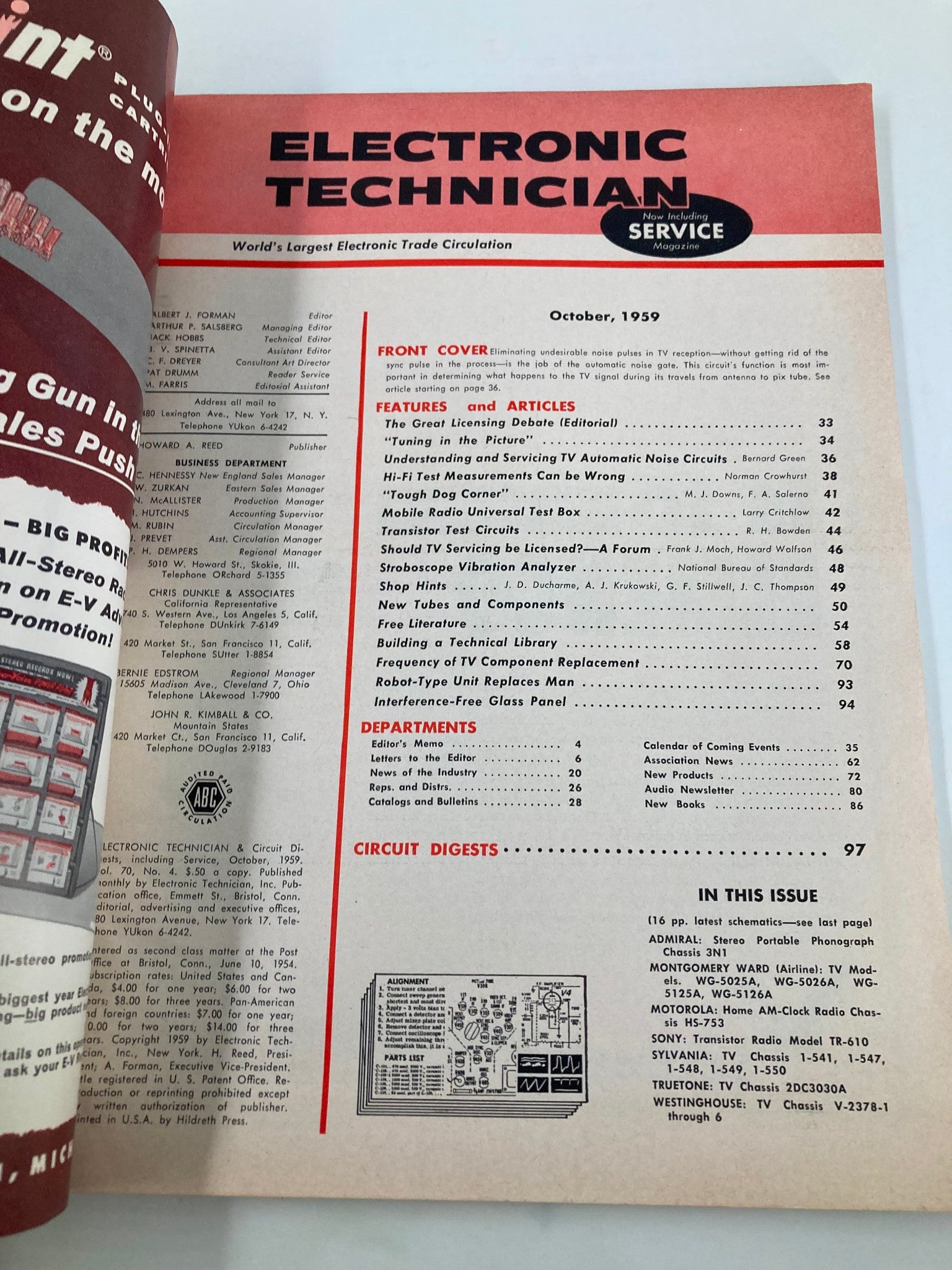 VTG Electronic Technician Magazine October 1959 The Automatic Noise Gates