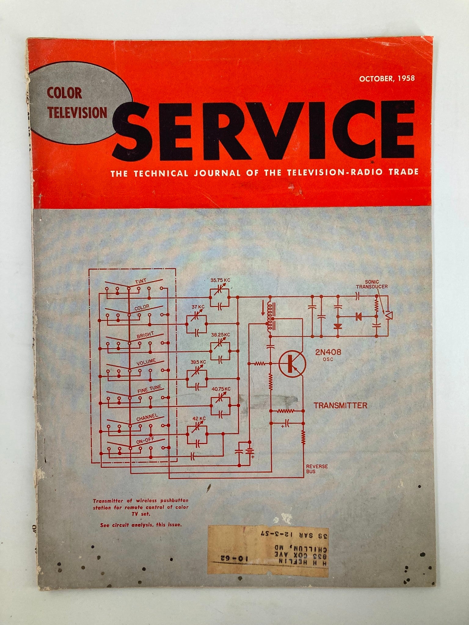 VTG Service Magazine October 1958 Transmitter of Wireless Pushbutton Station