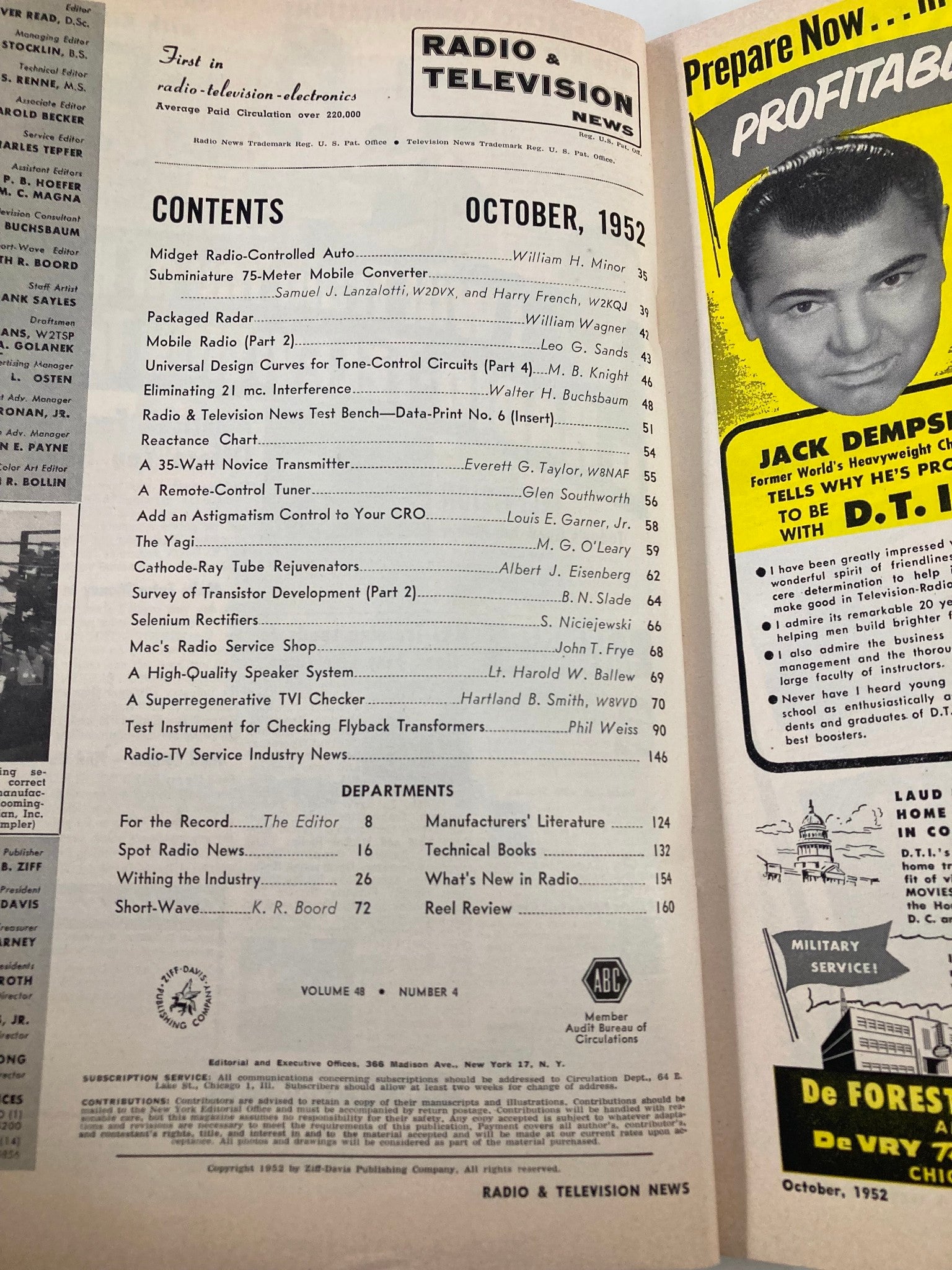 VTG Radio & Television News Magazine October 1952 Selenium Rectifiers No Label