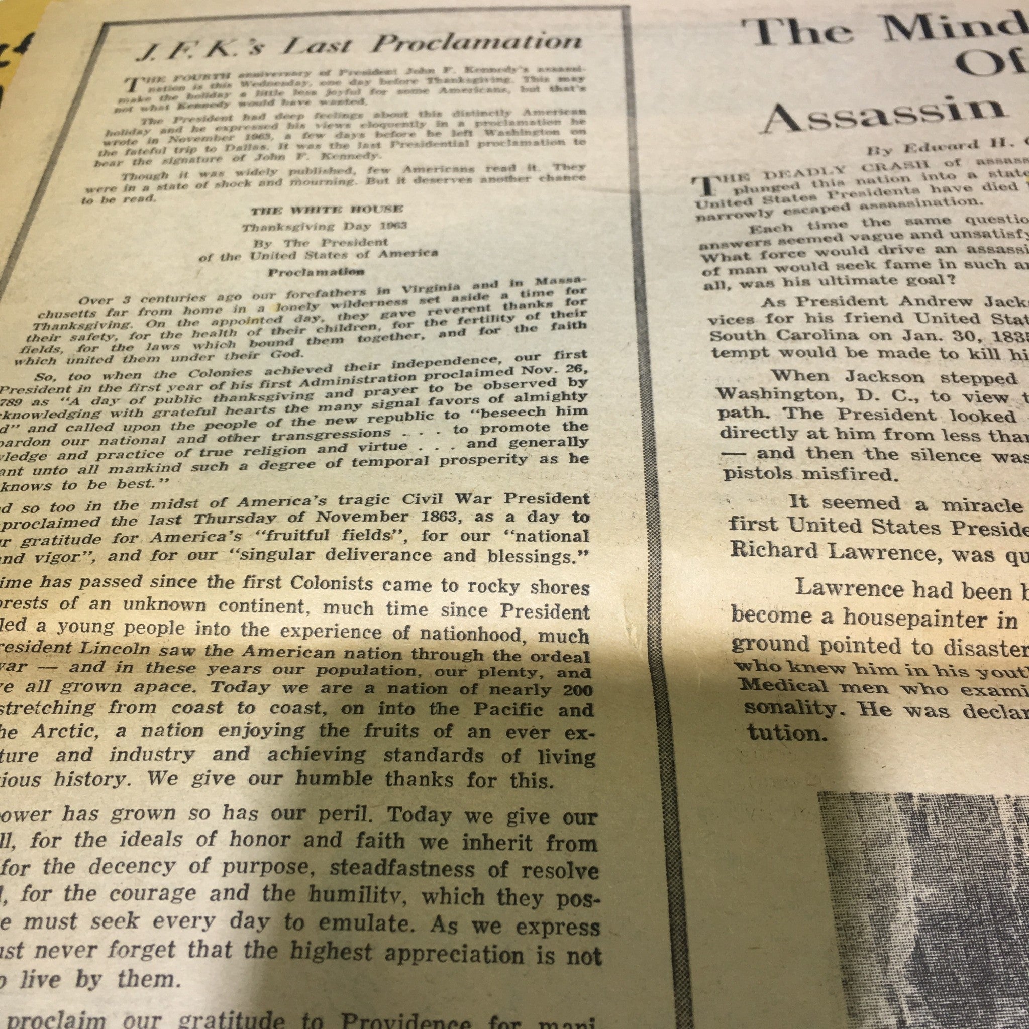 VTG Weekend Newspaper November 18 1967 - John F. Kennedy Tragedy 4 Years After