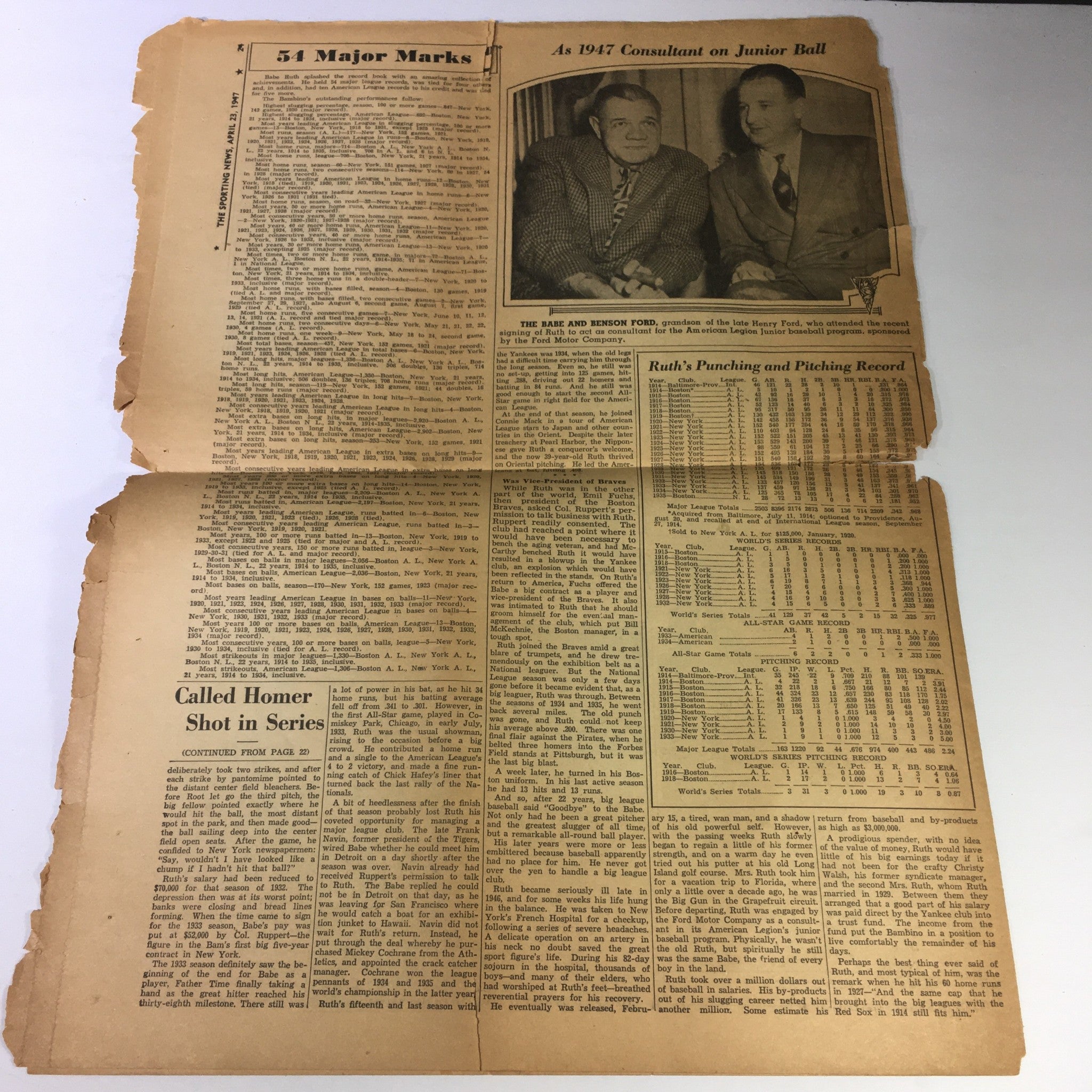 VTG The Sporting News Newspaper April 23 1947 - The Life Story of Babe Ruth