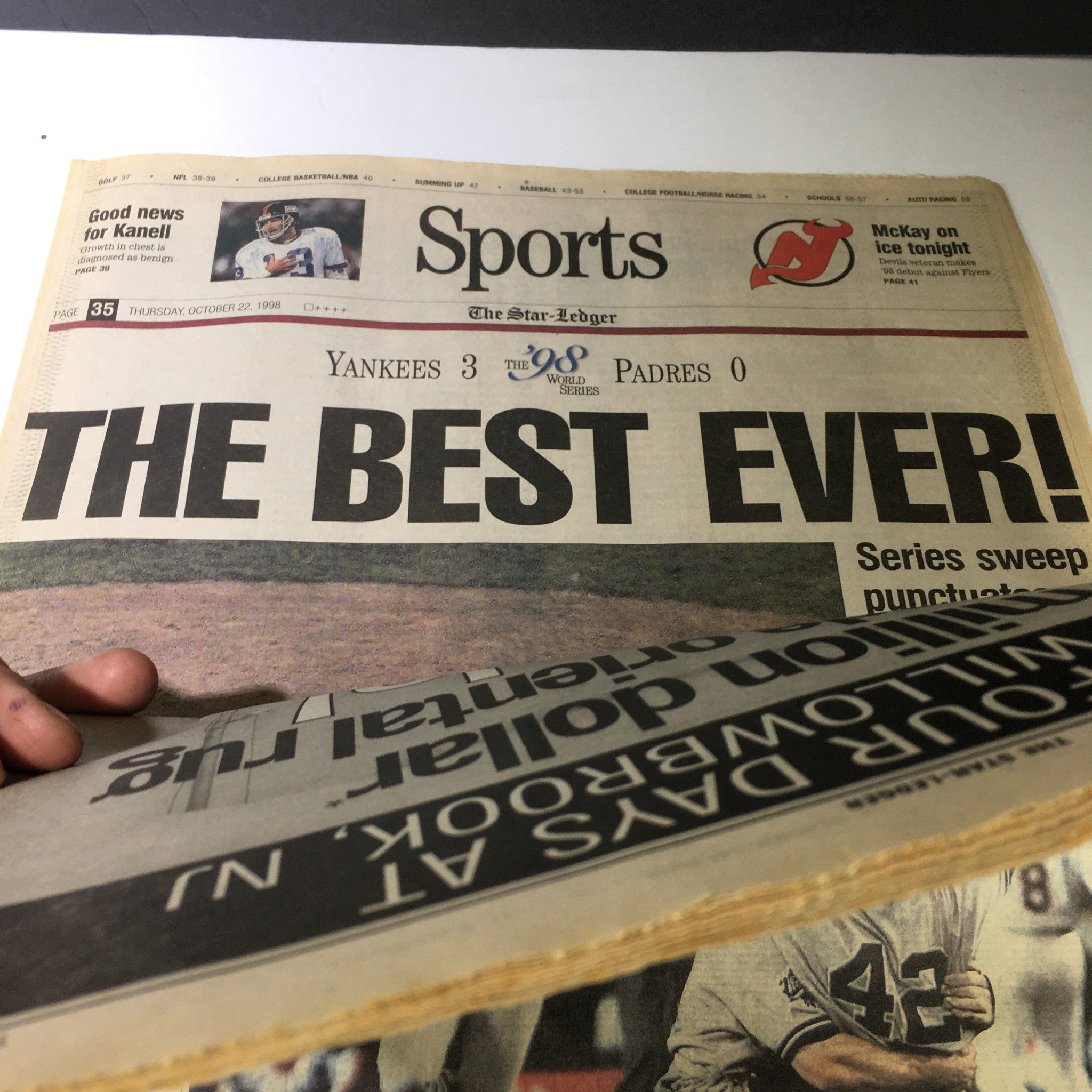 VTG The Star-Ledger Newspaper October 22 1998 - Joe Girardi / Tino Martinez