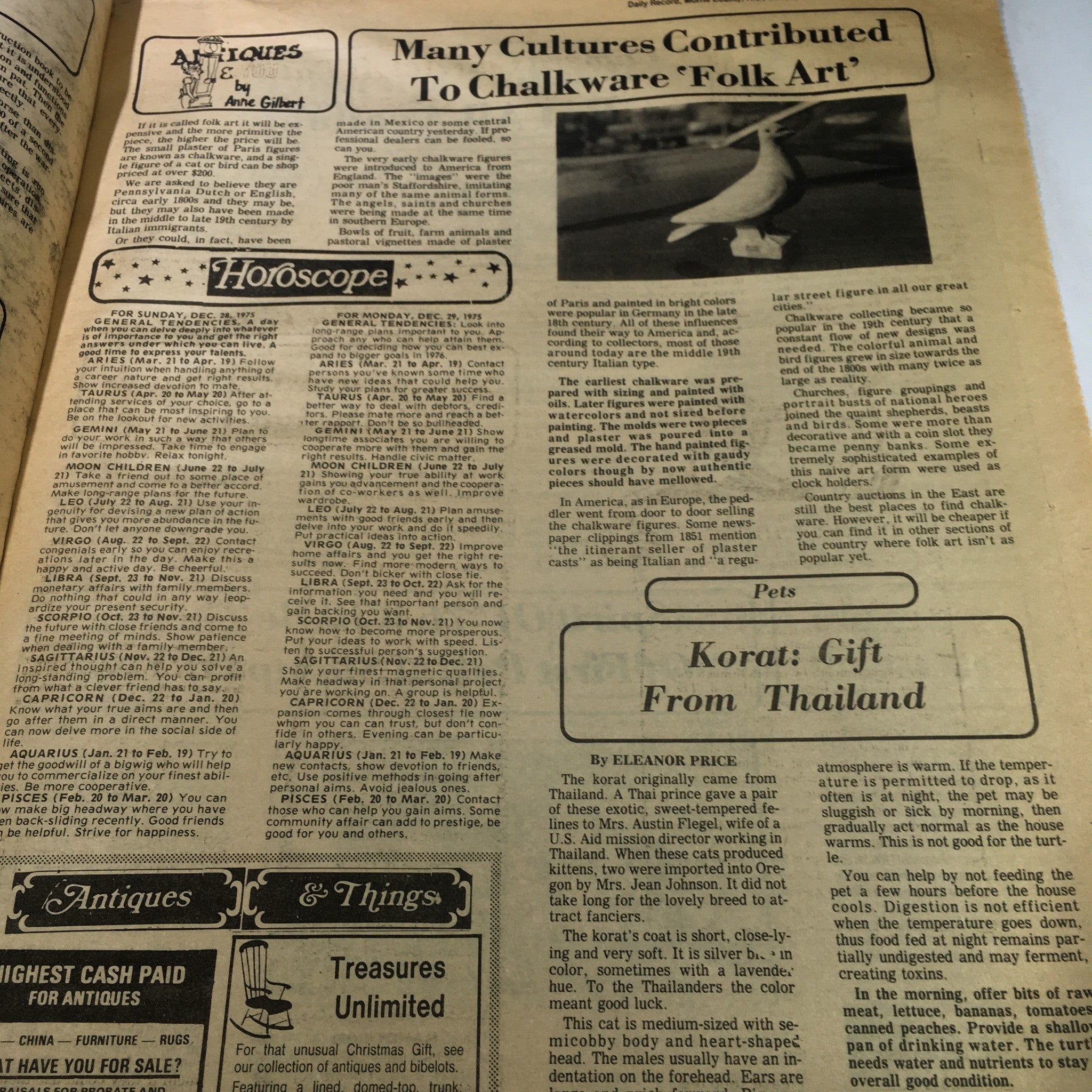 VTG The Sunday Daily Record December 28 1975 - The Karen Anne Quinlan Court Case