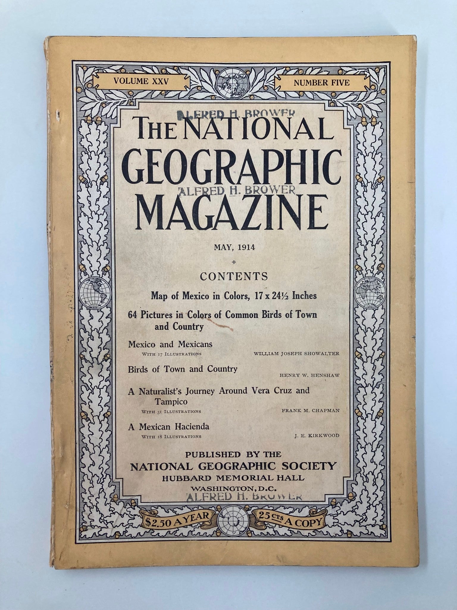 VTG The National Geographic Magazine May 1914 Map of Mexico in Colors 17x24 1/2"