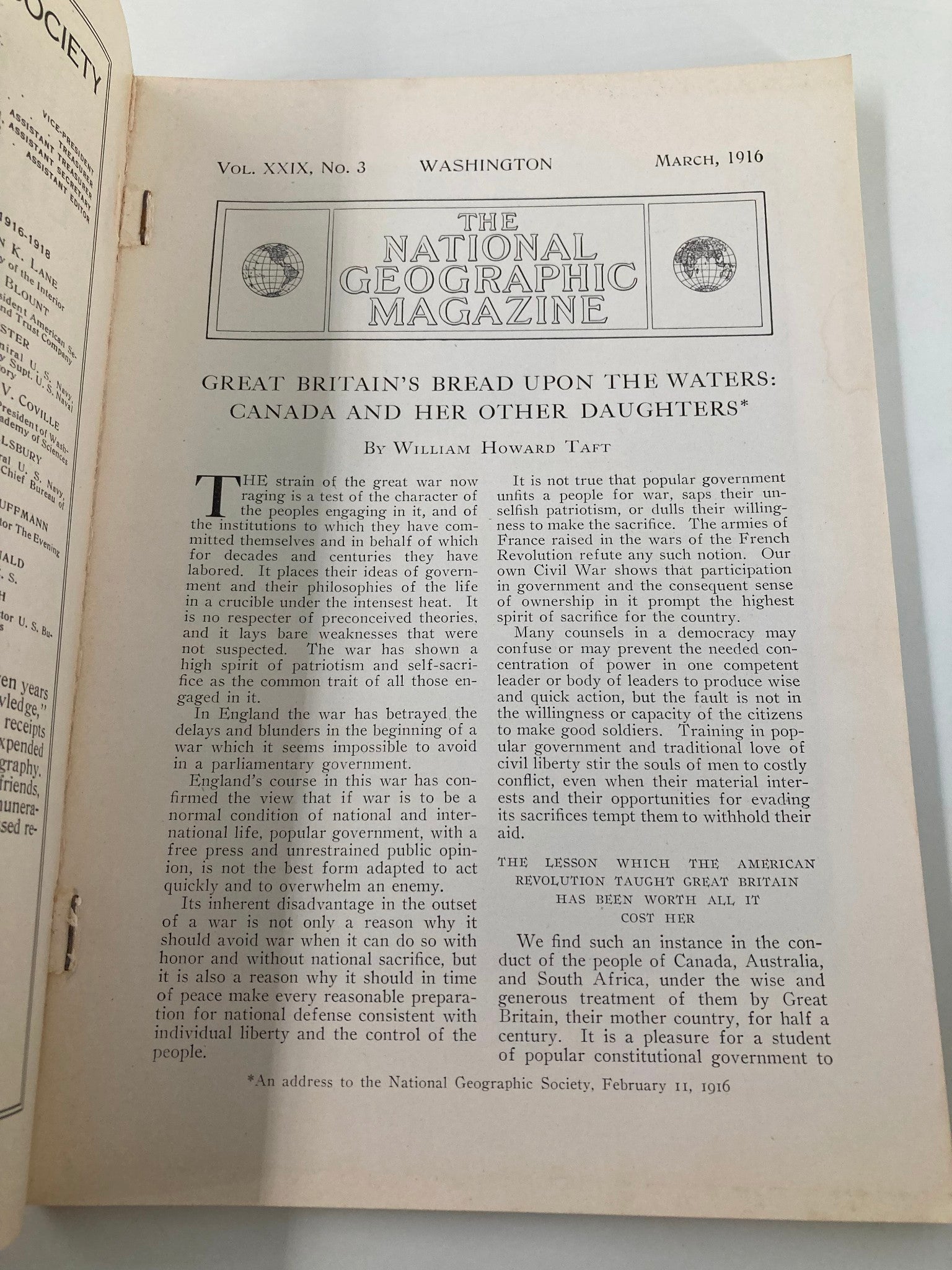 VTG The National Geographic Magazine March 1916 The World's Strangest Capital