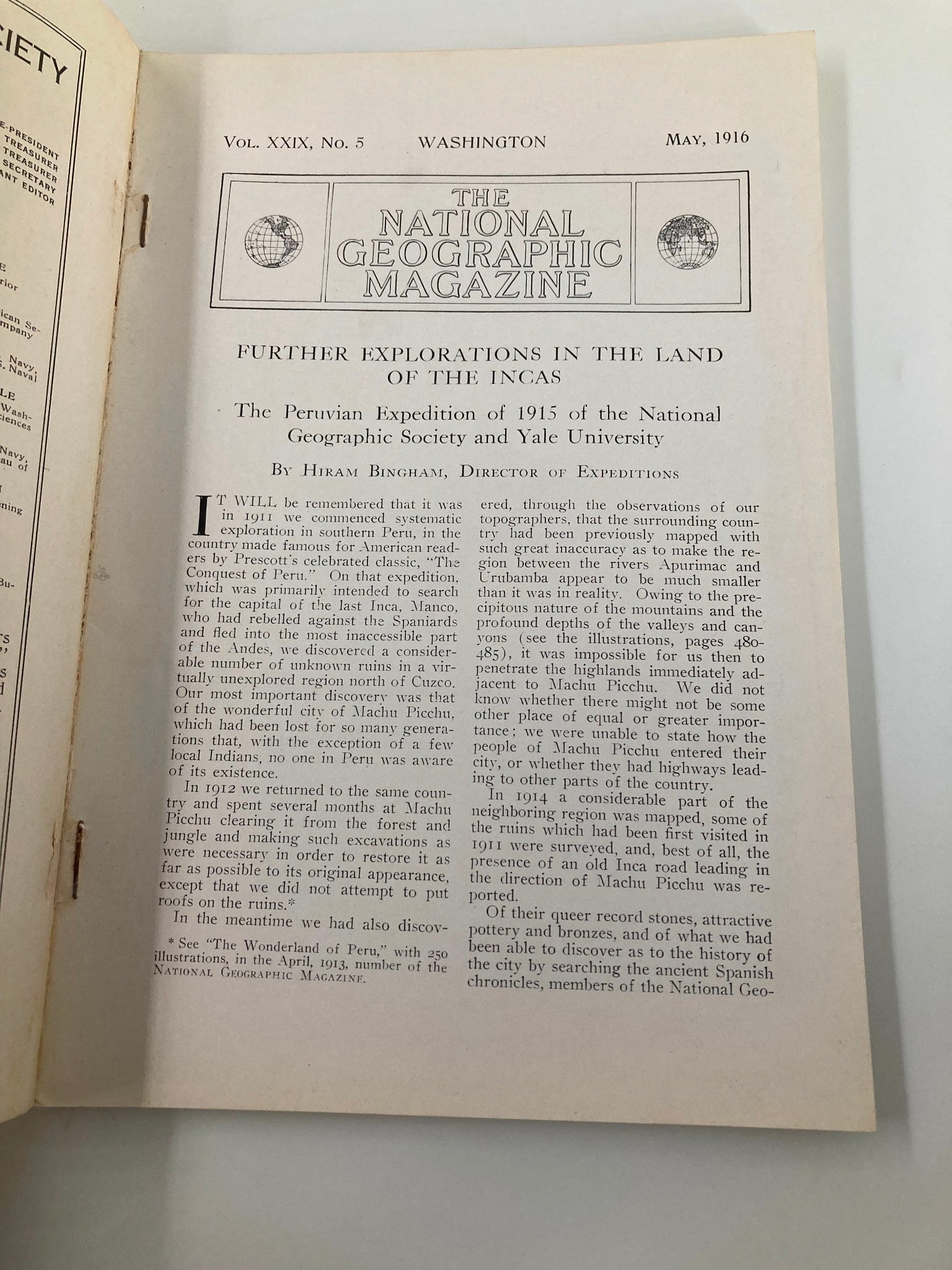 VTG The National Geographic Magazine May 1916 Staircase Farms on the Ancients