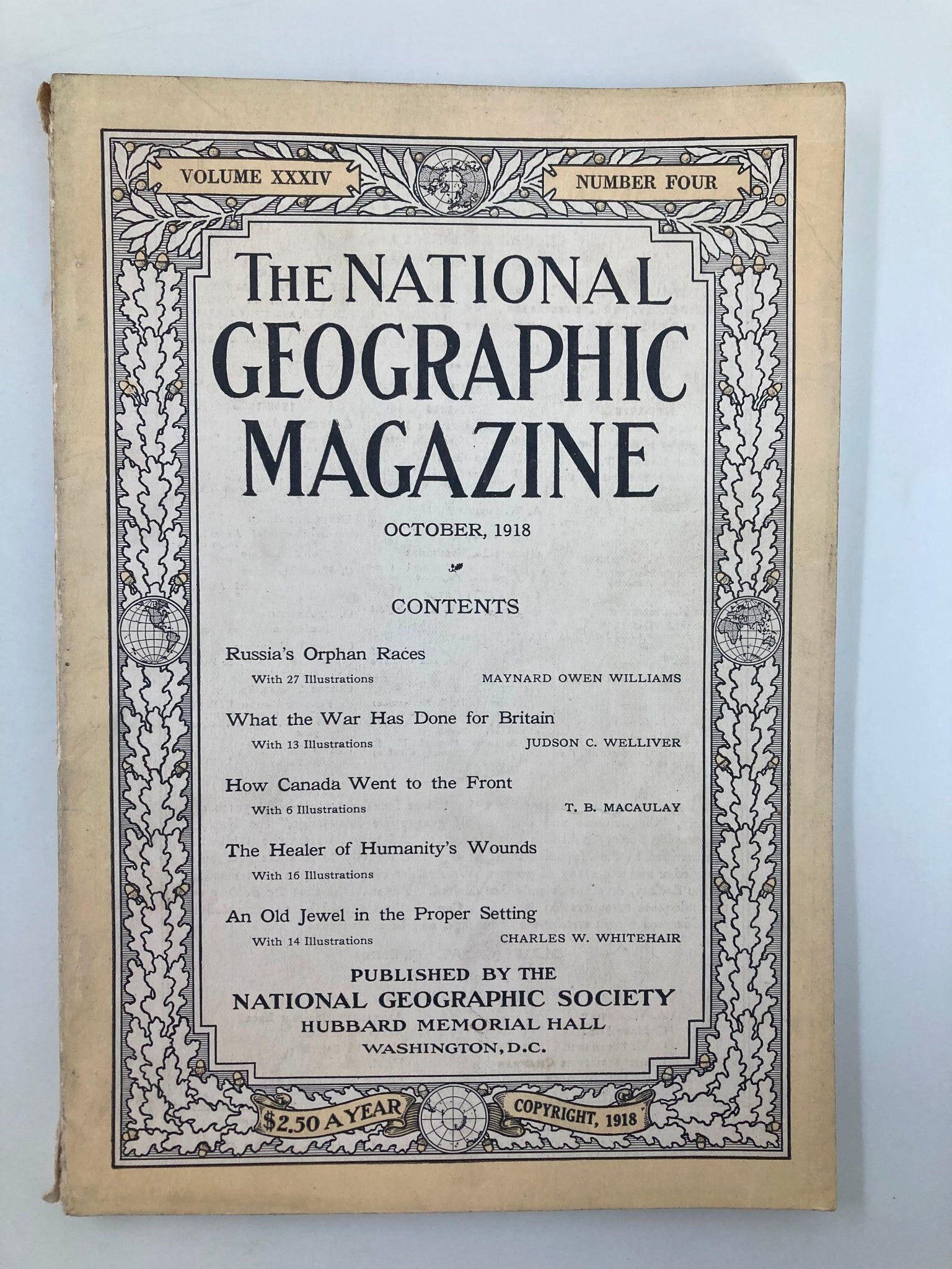 VTG The National Geographic Magazine October 1918 Russia's Orphan Races No Label