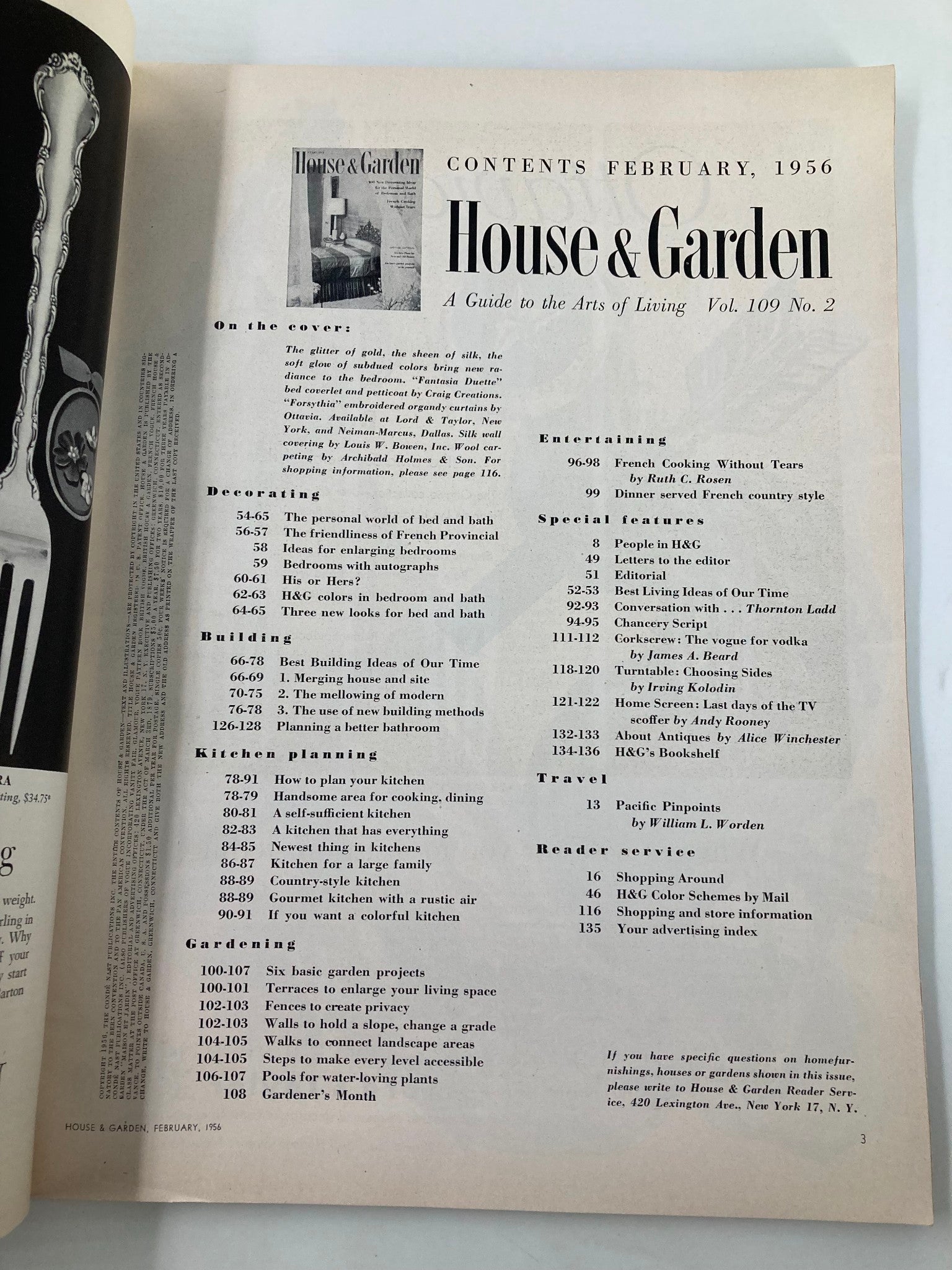 VTG House & Garden Magazine February 1956 French Cooking without Tears No Label