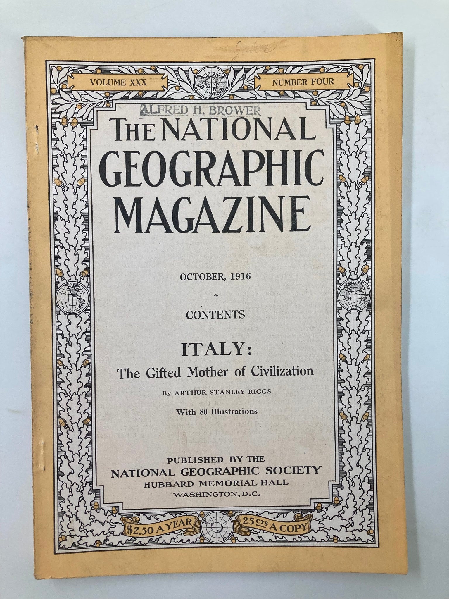 VTG The National Geographic Magazine October 1916 Italy Mother of Civilization