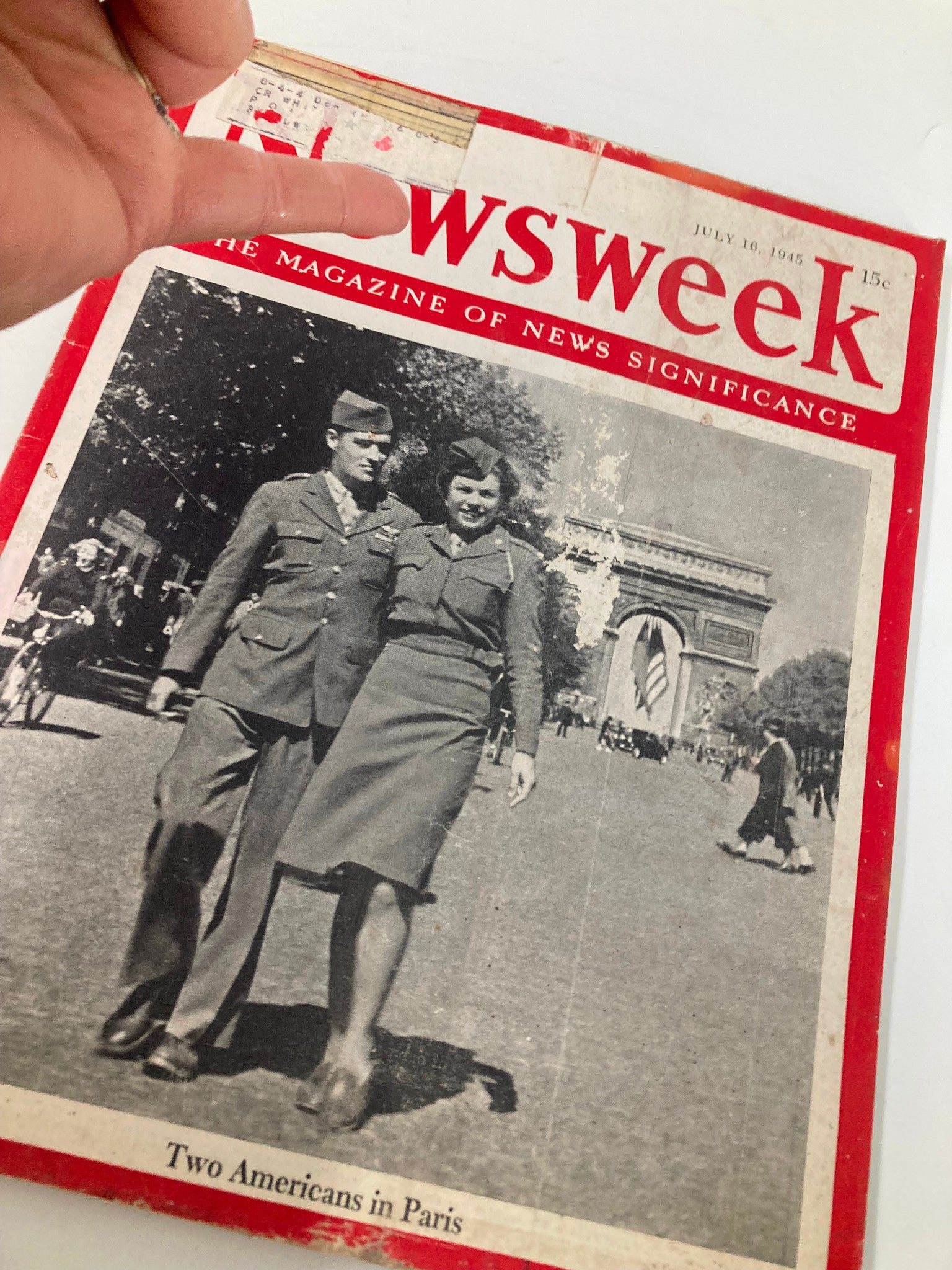 VTG Newsweek Magazine July 16 1945 Photograph of Two Americans in Paris, France