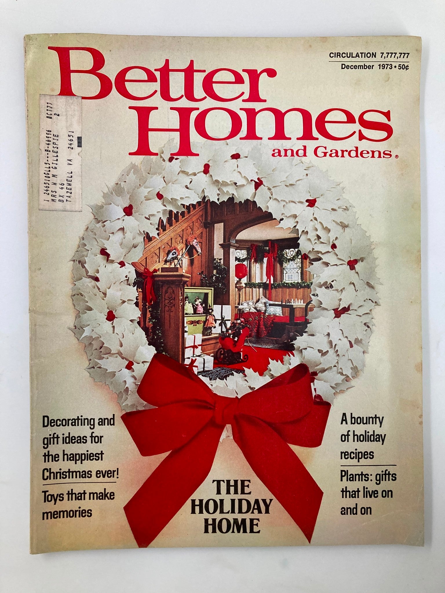 VTG Better Homes & Gardens Magazine December 1973 A Bounty of Holiday Recipes