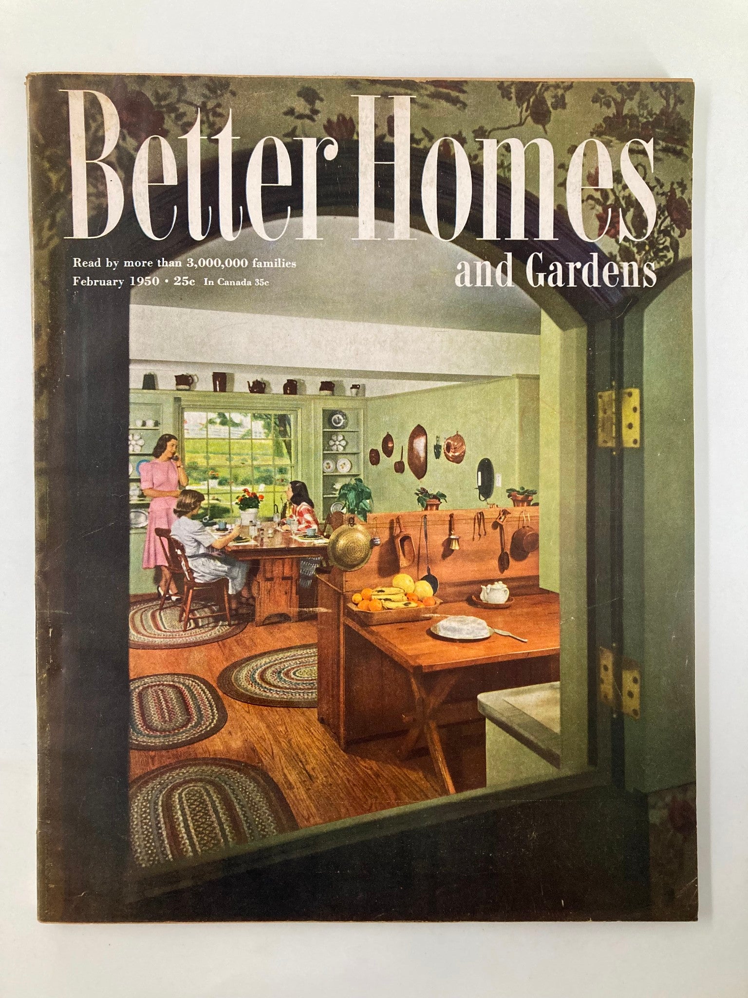 Cover of VTG Better Homes & Garden Magazine February 1950 showcasing a vintage kitchen interior with women engaged in home activities.