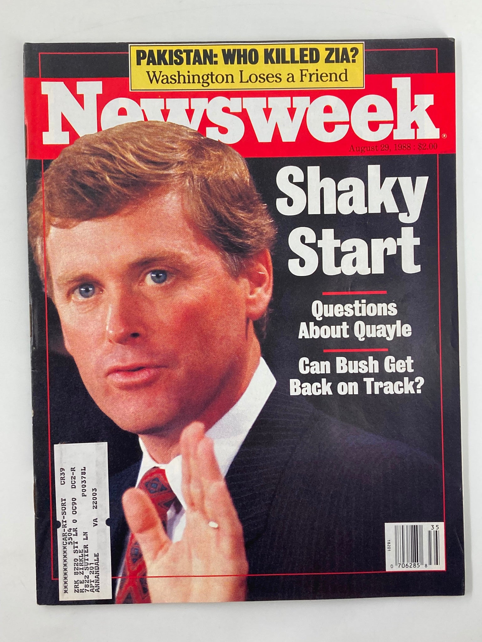 VTG Newsweek Magazine August 29 1988 Shaky Start Questions About Dan Quayle