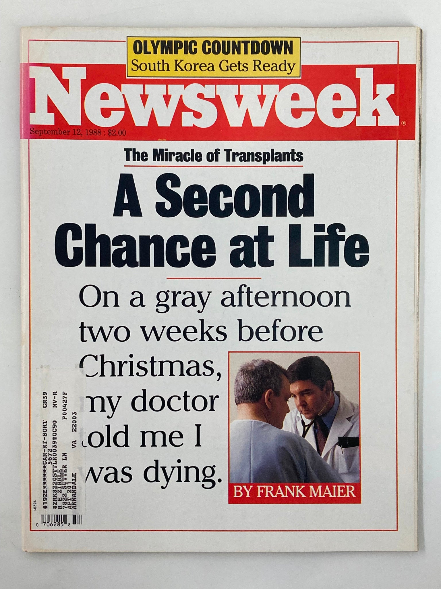 VTG Newsweek Magazine September 12 1988 Transplant: A Second Chance at Life