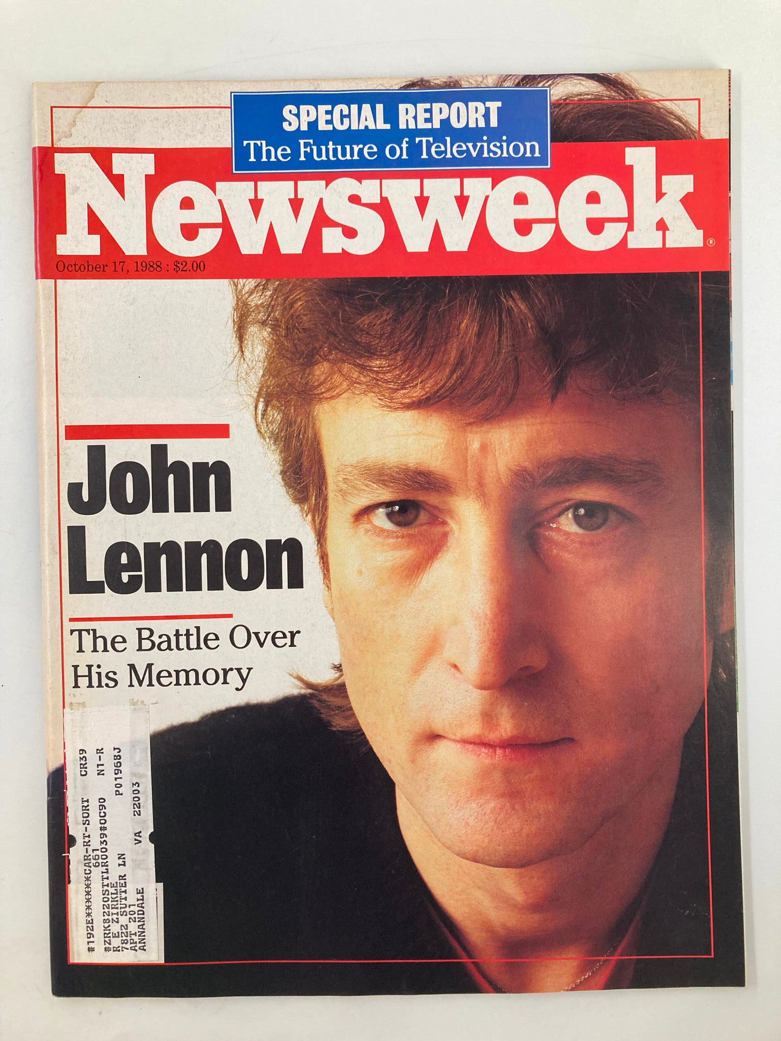 VTG Newsweek Magazine October 17 1988 John Lennon The Battle Over His Memory