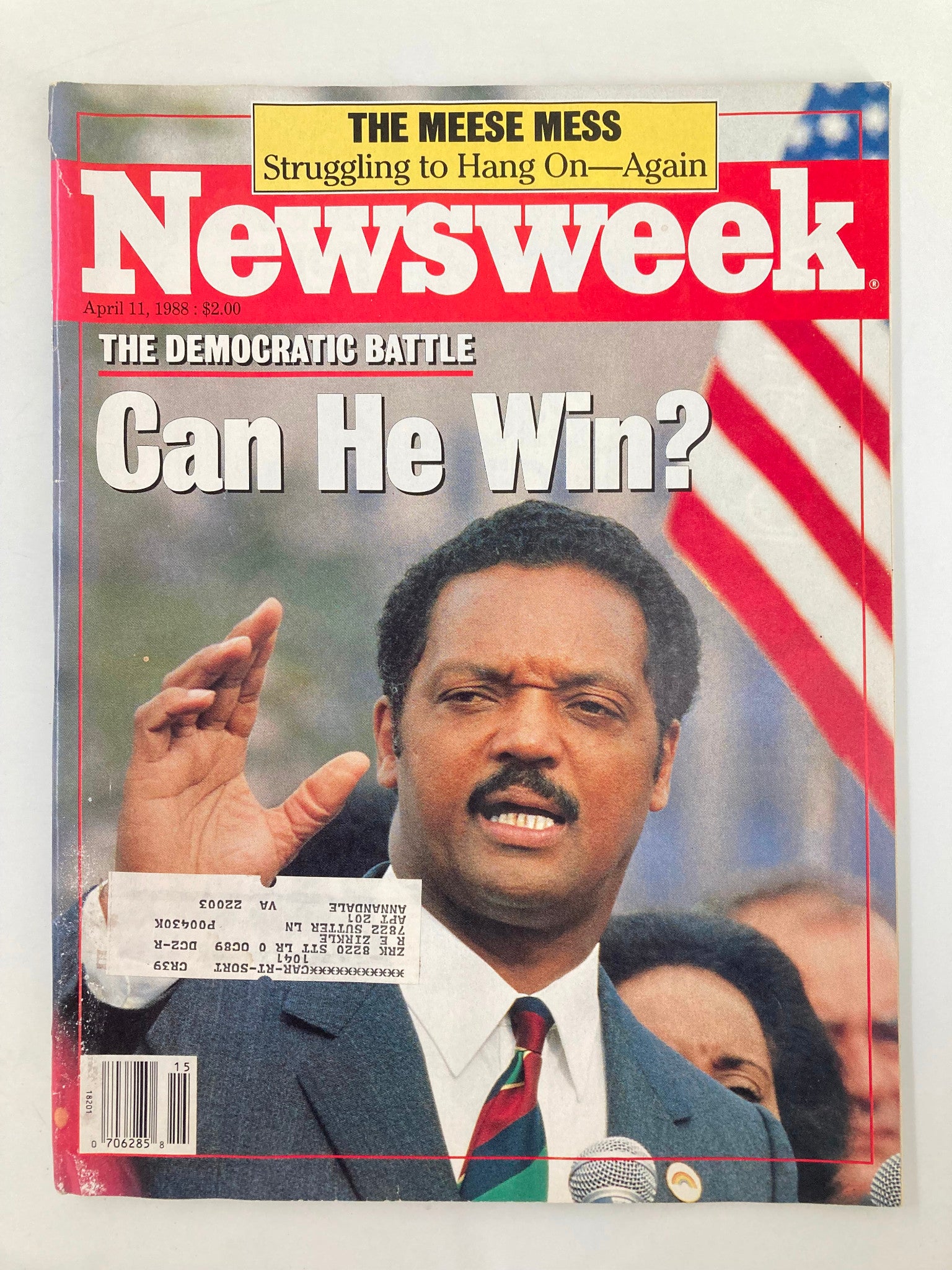 VTG Newsweek Magazine April 11 1988 Jesse Jackson The Democratic Battle