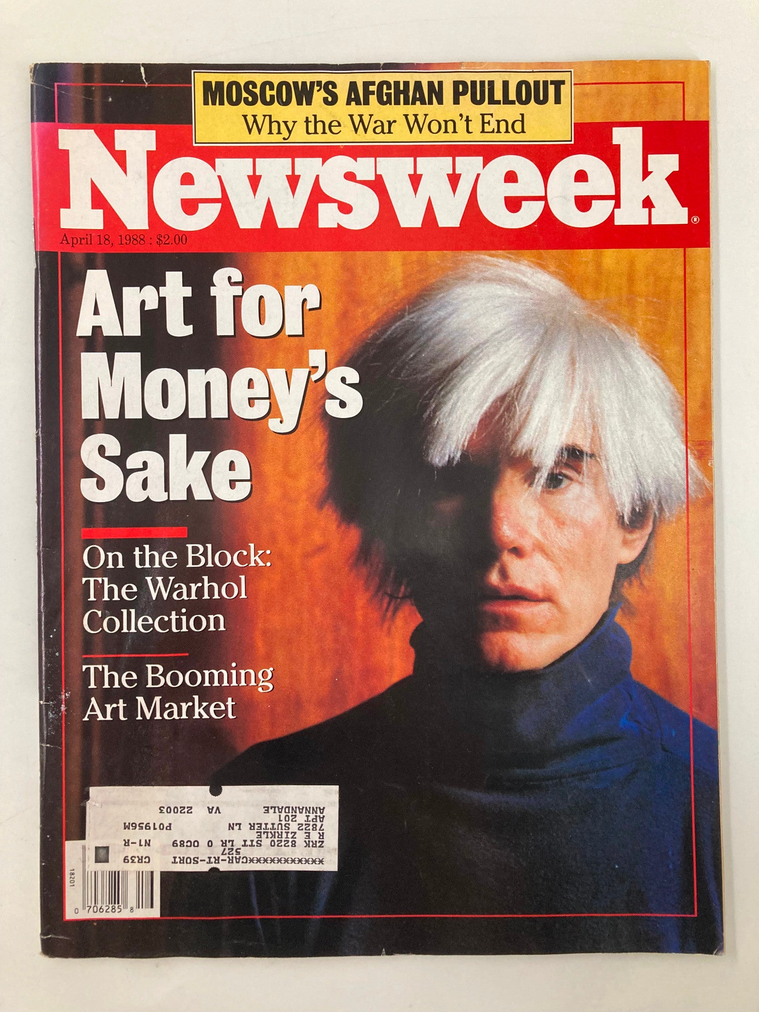 VTG Newsweek Magazine April 18 1988 The Andy Warhol Collection Art For Money