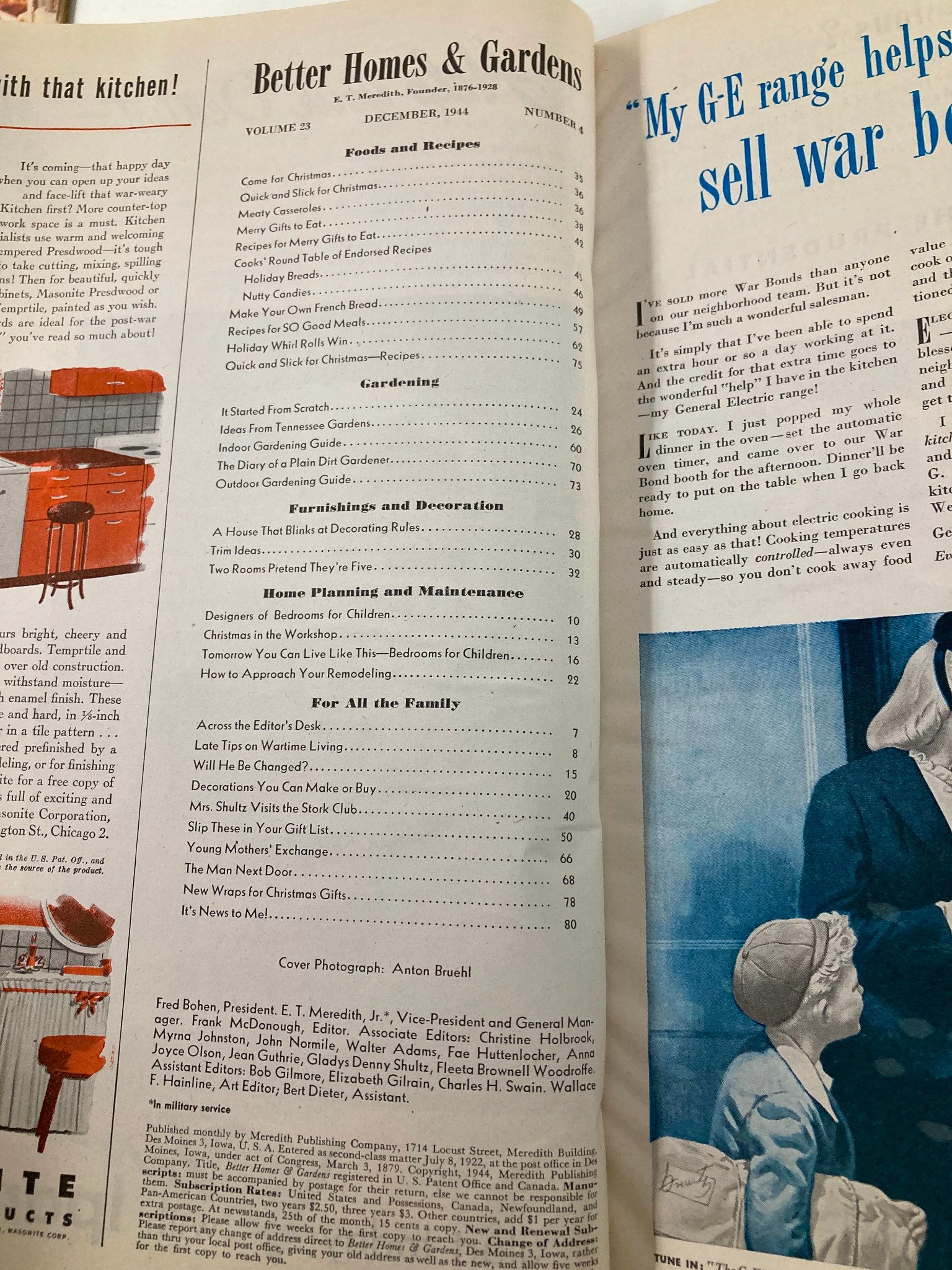 VTG Better Homes & Gardens Magazine December 1944 Quick and Slick for Christmas