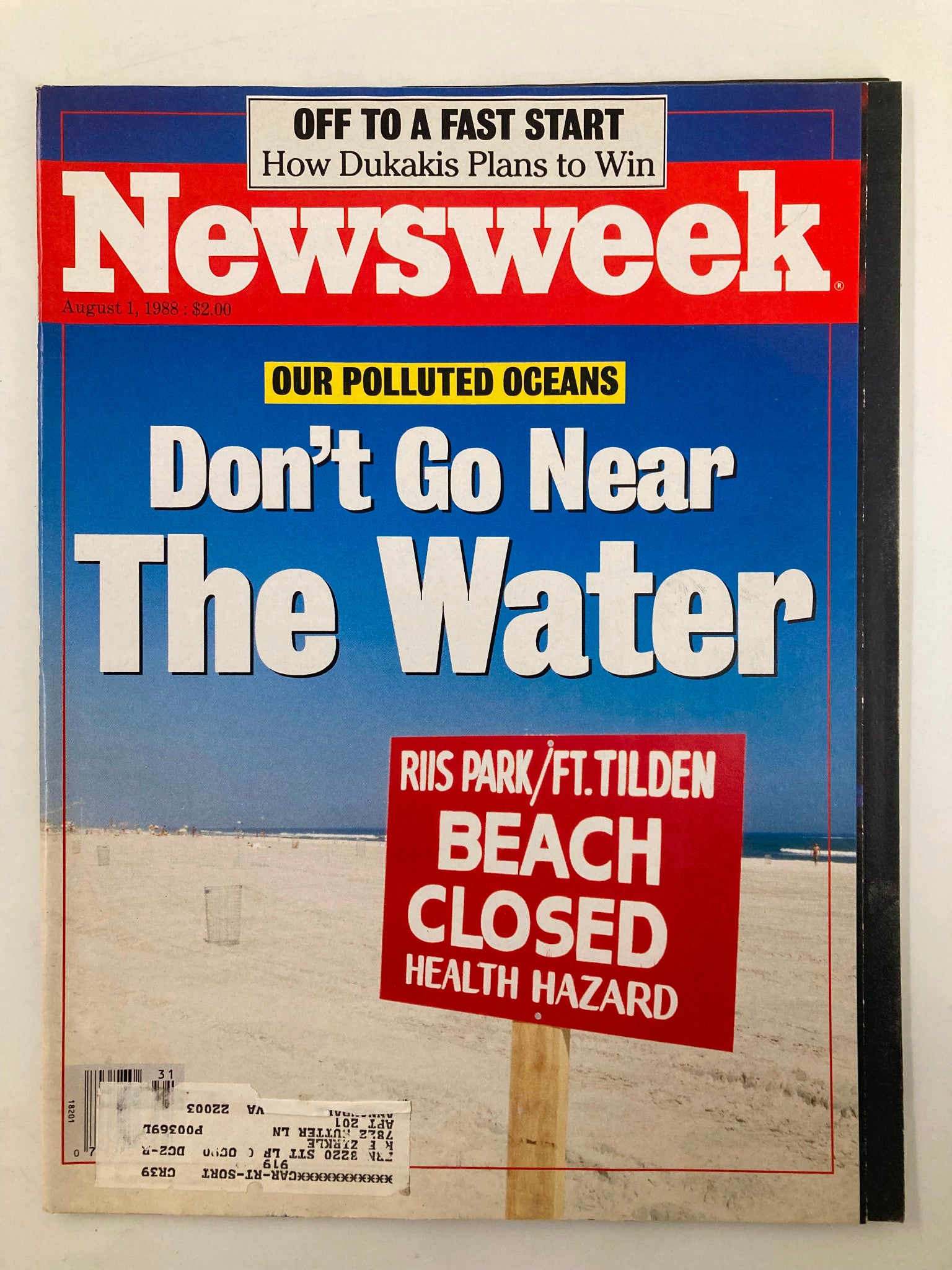 VTG Newsweek Magazine August 1 1988 Our Polluted Oceans Don't Go Near The Water