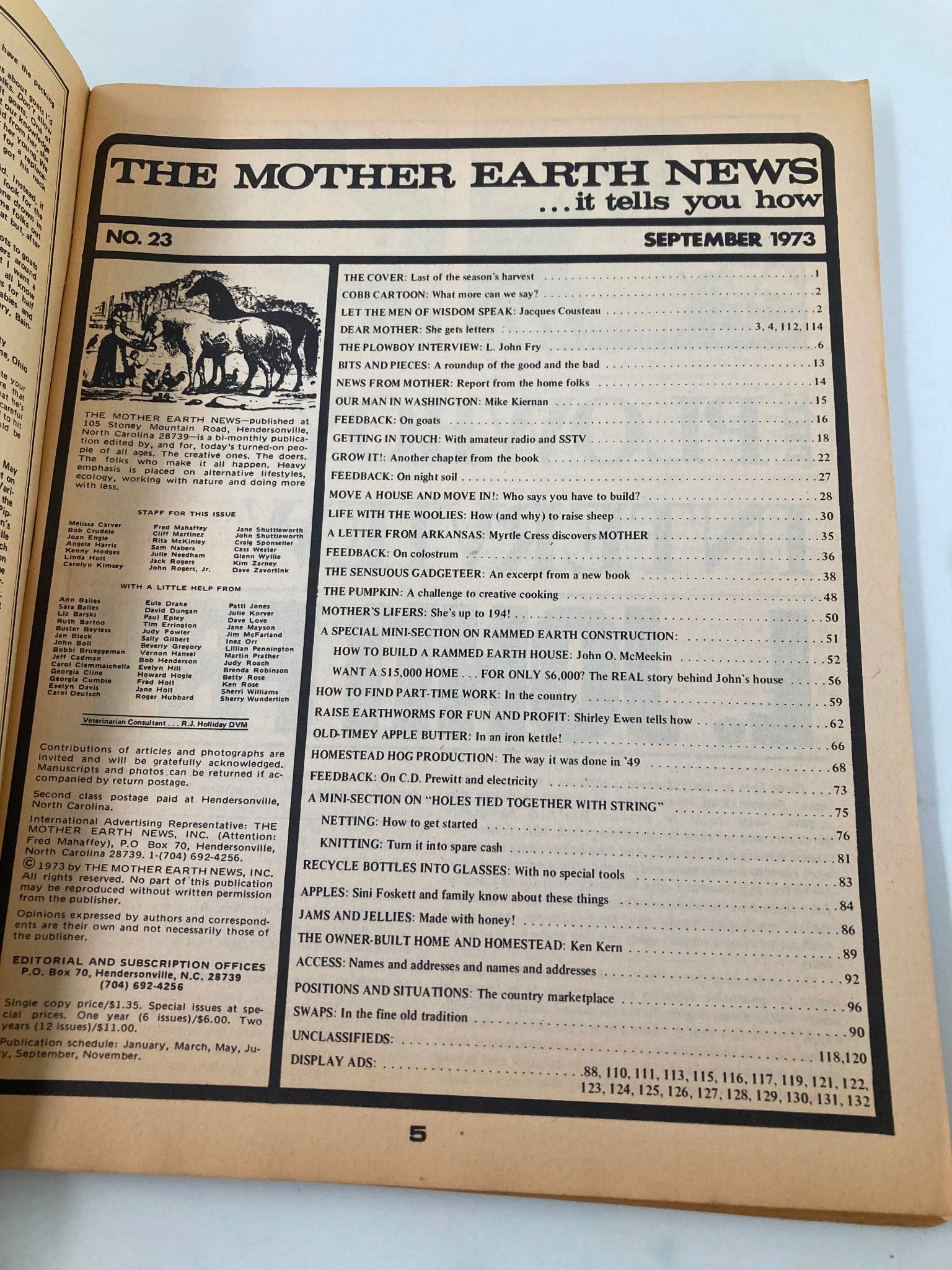 VTG The Mother Earth News Magazine September 1973 #23 Old-Timey Apple Butter