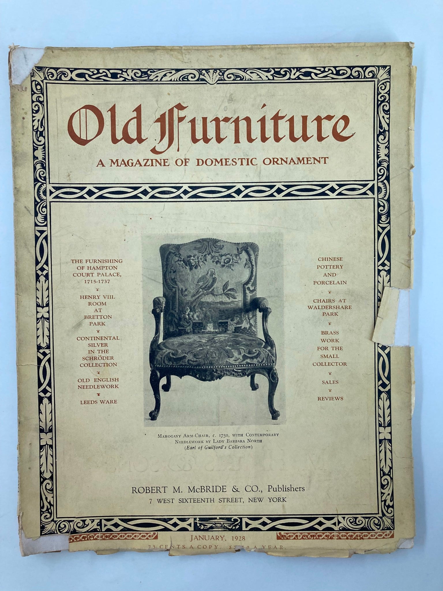 VTG Old Furniture Magazine January 1928 The Encyclopedia of Furtnitures No Label