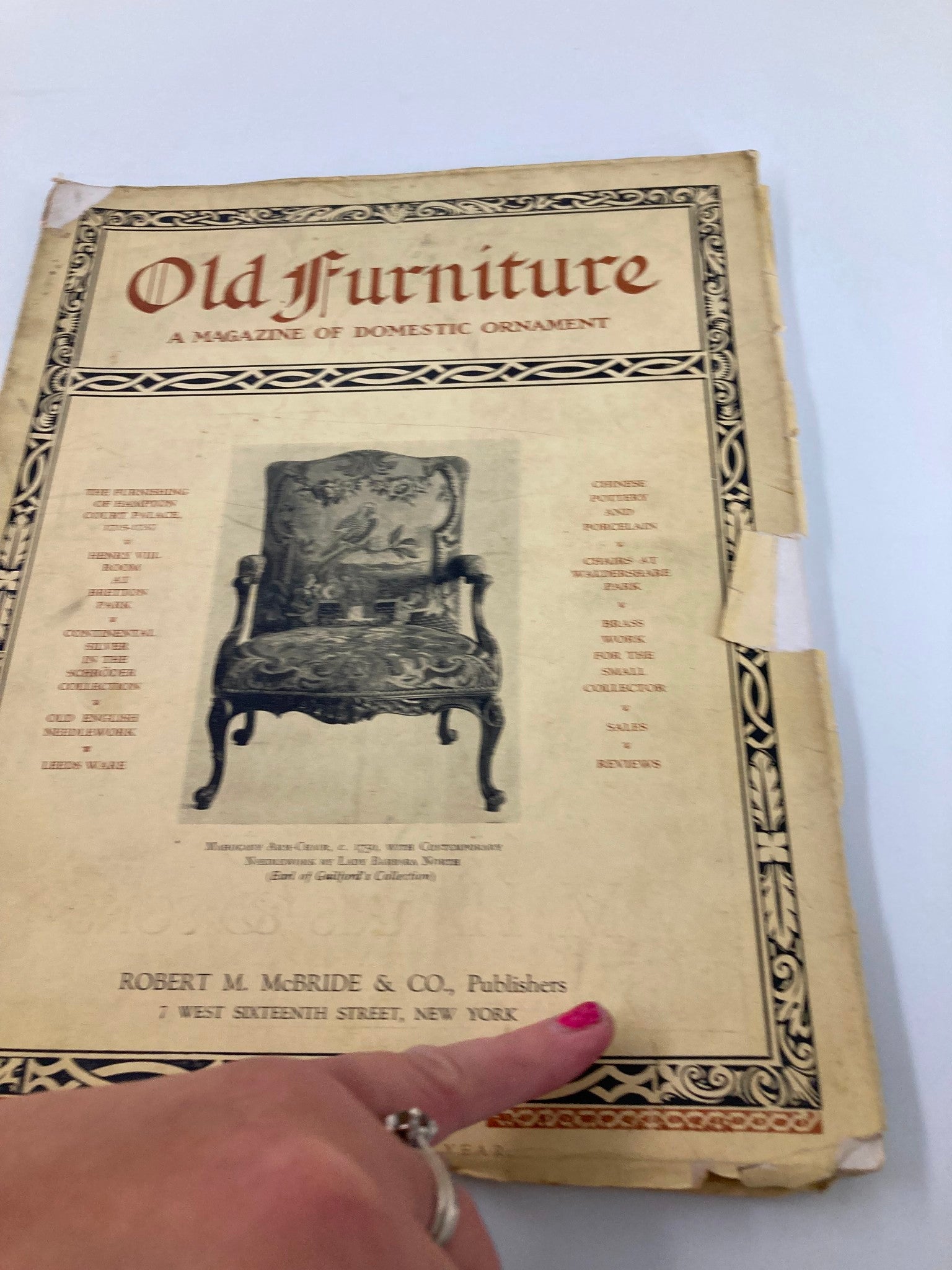 VTG Old Furniture Magazine January 1928 The Encyclopedia of Furtnitures No Label