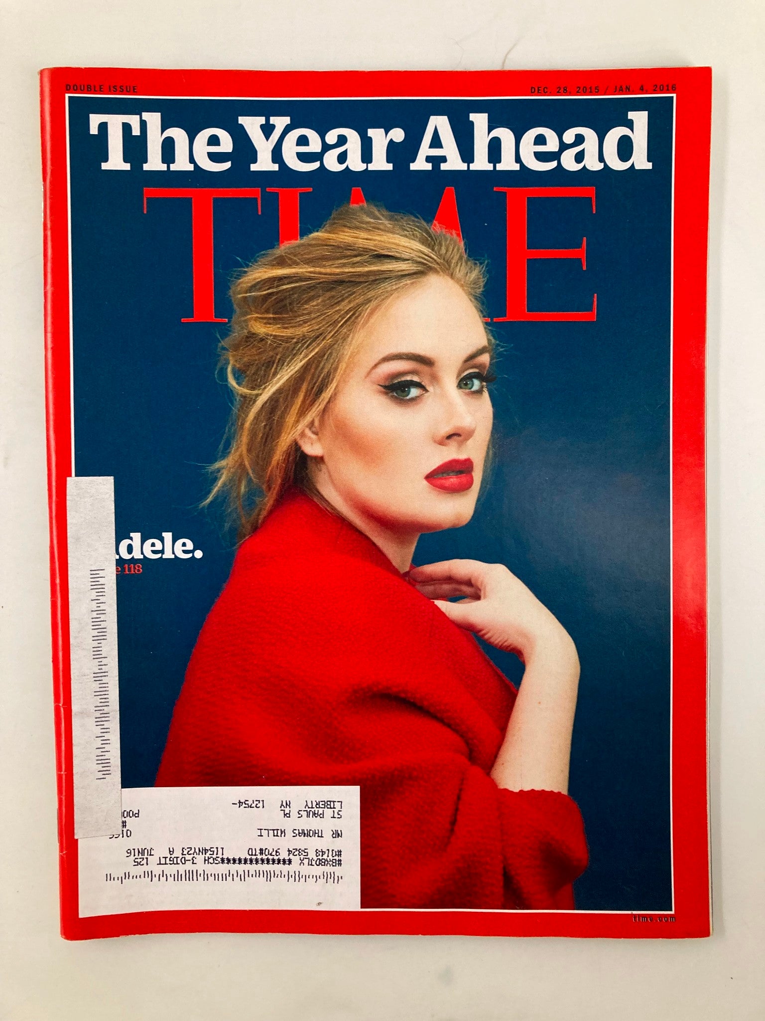 Time Magazine December 28 2015 - January 4 2016 Double Issue of 'Adele'